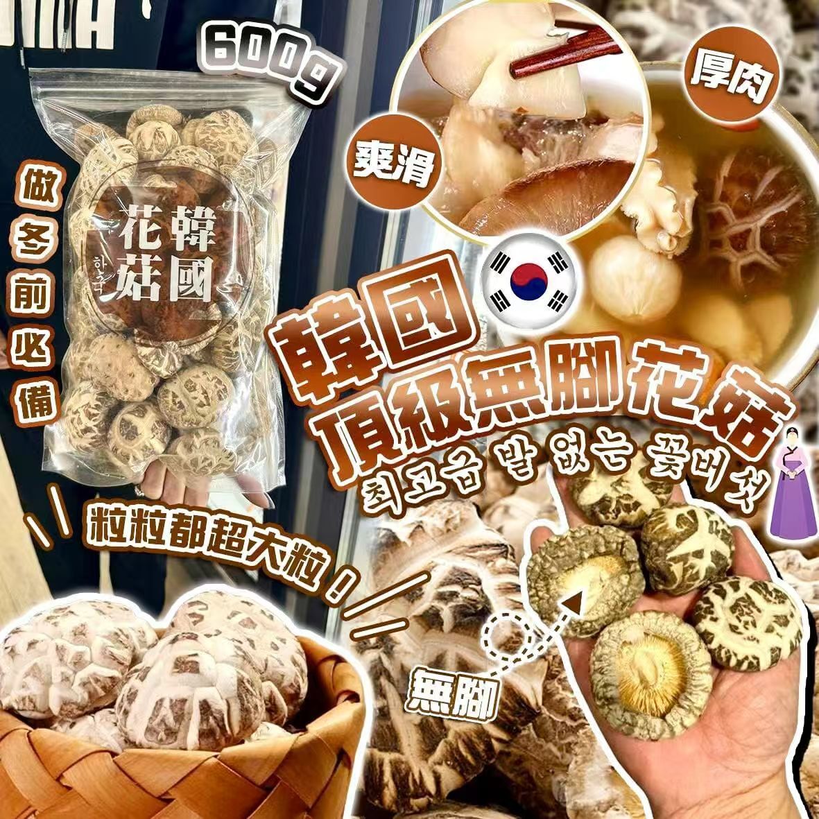 H20576韓國頂級無腳花菇（600g裝）