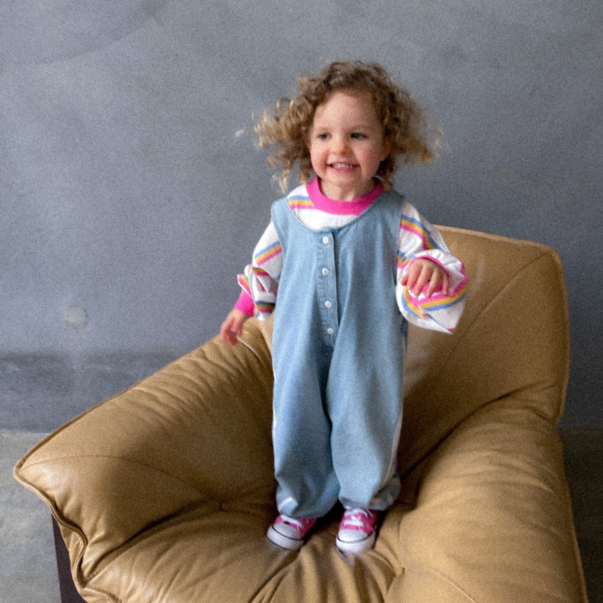 TWIN COLLECTIVE KIDS 排釦無袖運動風連身褲 Ozzie Overall - Side Stripe Blue