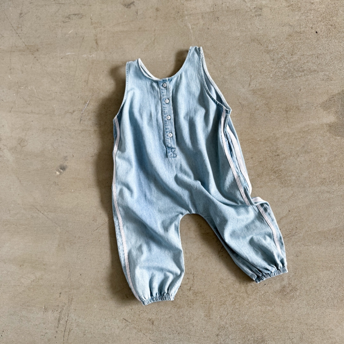 TWIN COLLECTIVE KIDS 排釦無袖運動風連身褲 Ozzie Overall - Side Stripe Blue