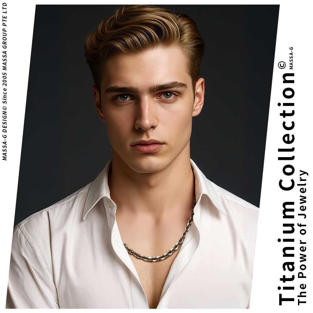 MASSA-G Titanium T01 純鈦仿舊金屬鍺錠項鍊(6個鍺6mm粗)