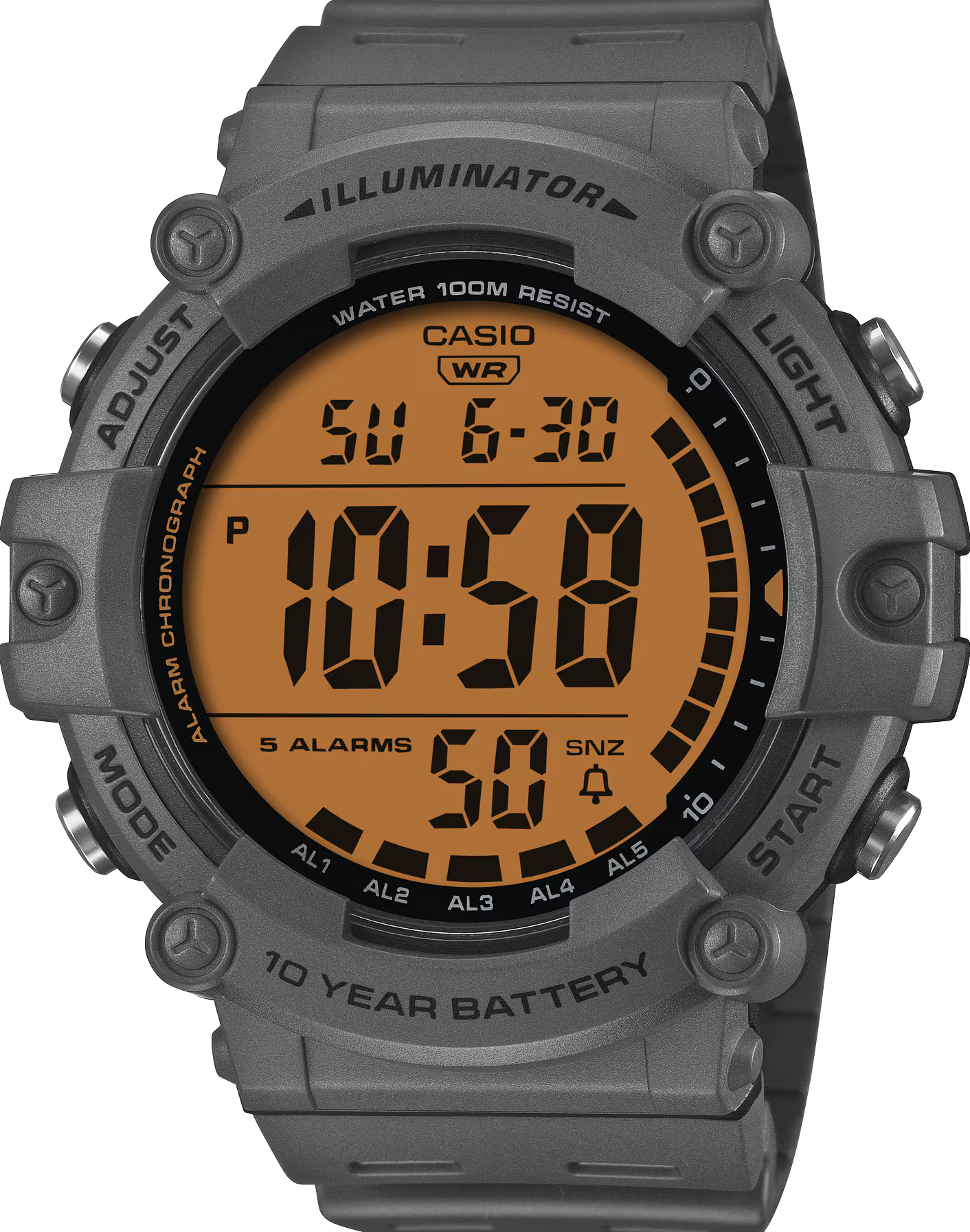 萬年鐘錶 - 卡西歐  CASIO  大錶徑數位顯示電子錶 AE-1500WHC-8A 錶徑 51.3MM