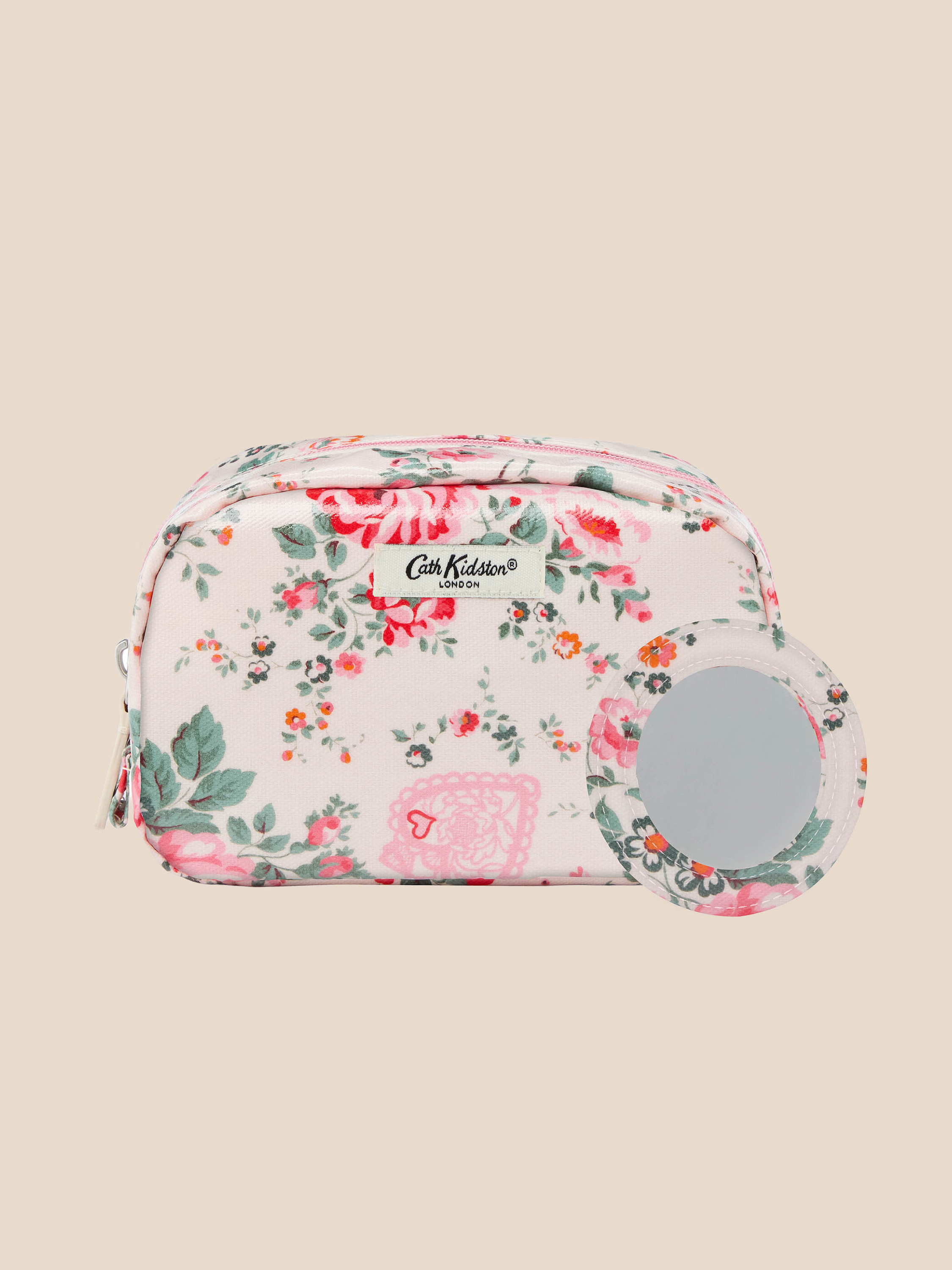 Hackney Rose  經典款亮面拉鏈化妝包（附美妝鏡）