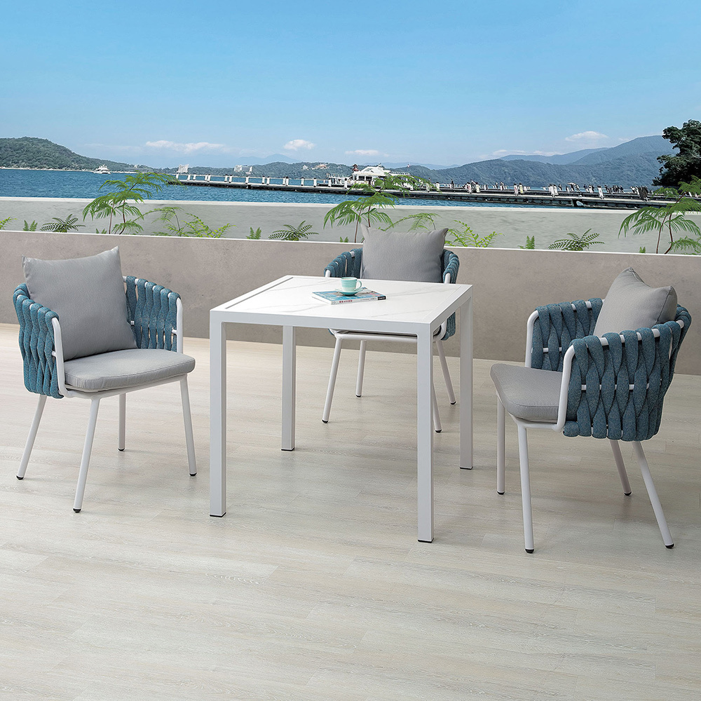 喬爾2.7尺鋁合金防水方型餐桌+戶外休閒椅組合(一桌二椅-兩色可選)