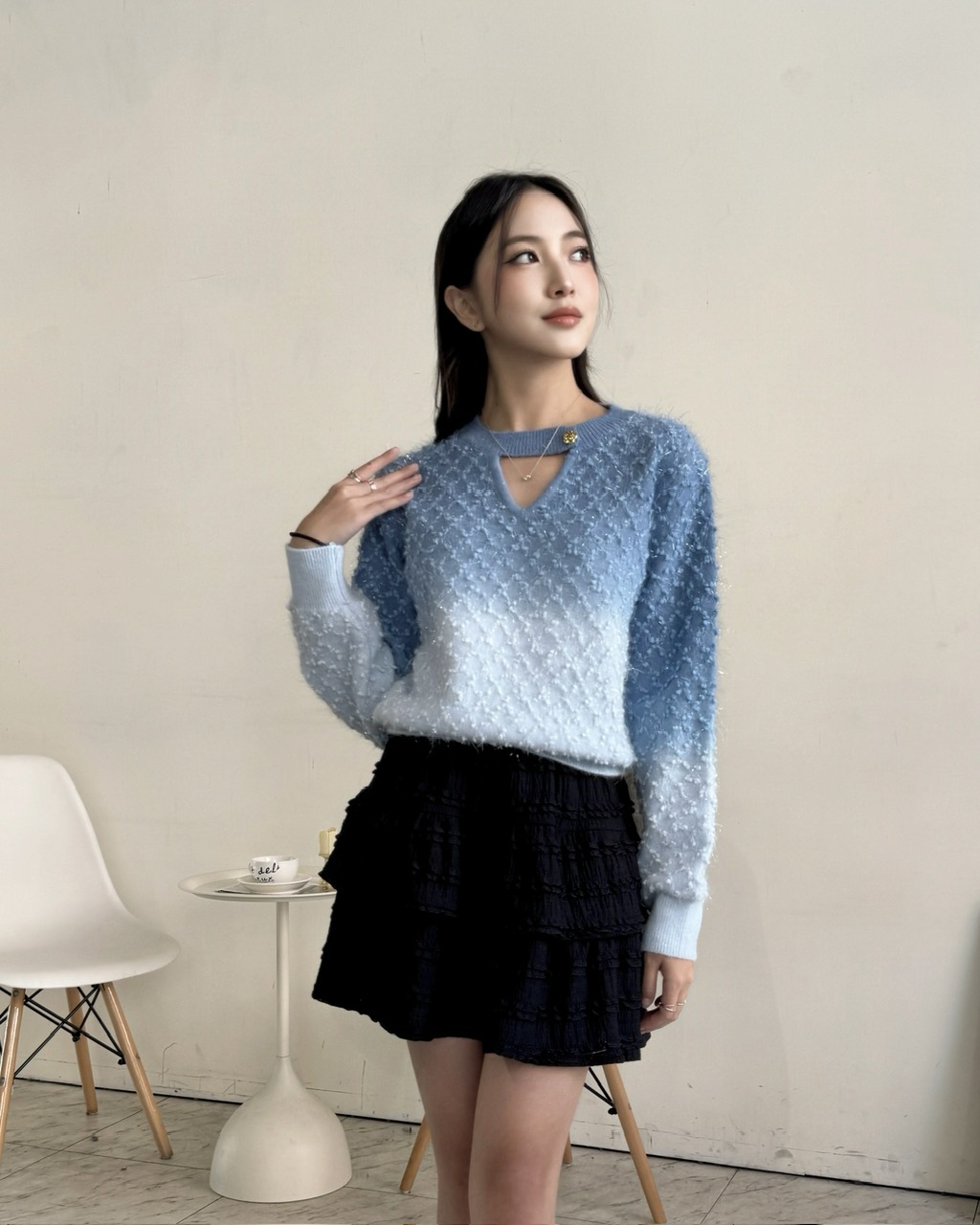 不撞衣毛毛亮片漸層毛衣-0707