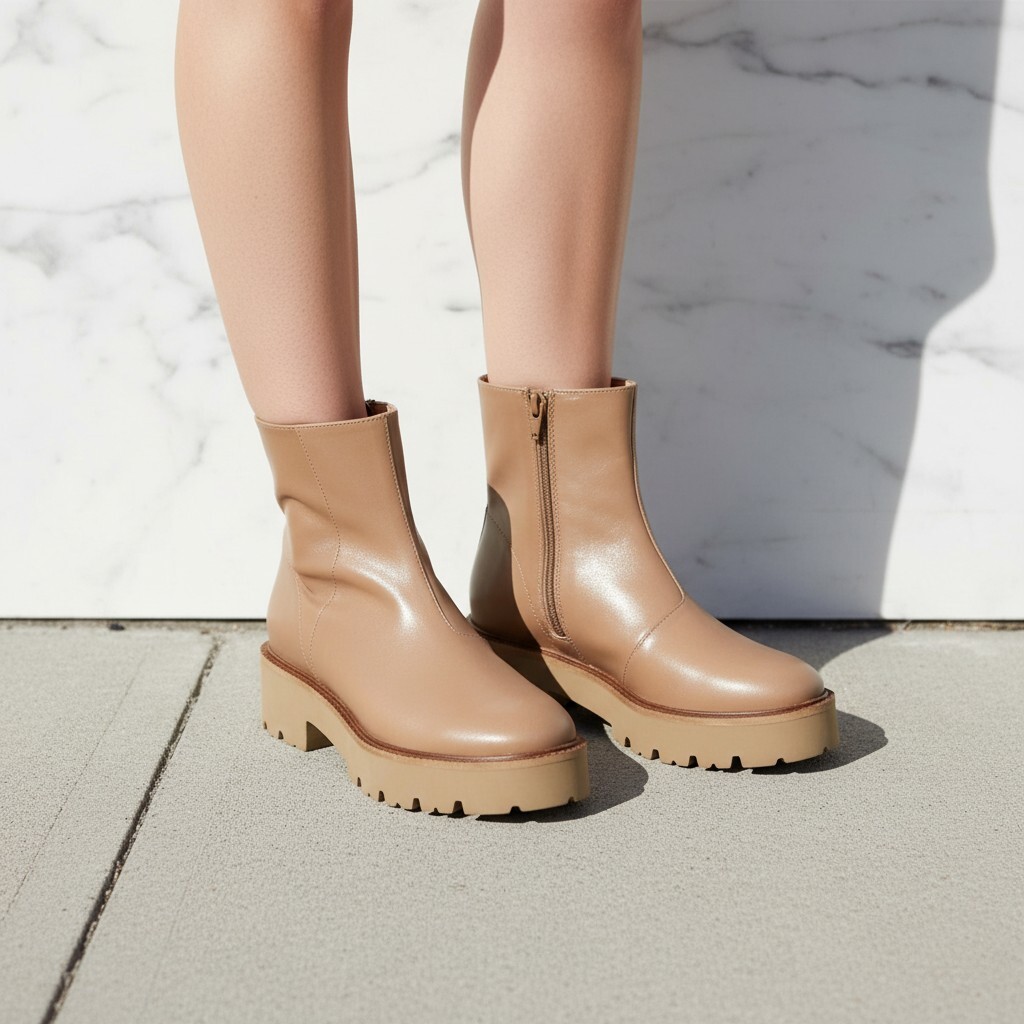 Overlap Lugg Bootie 真皮厚底短靴