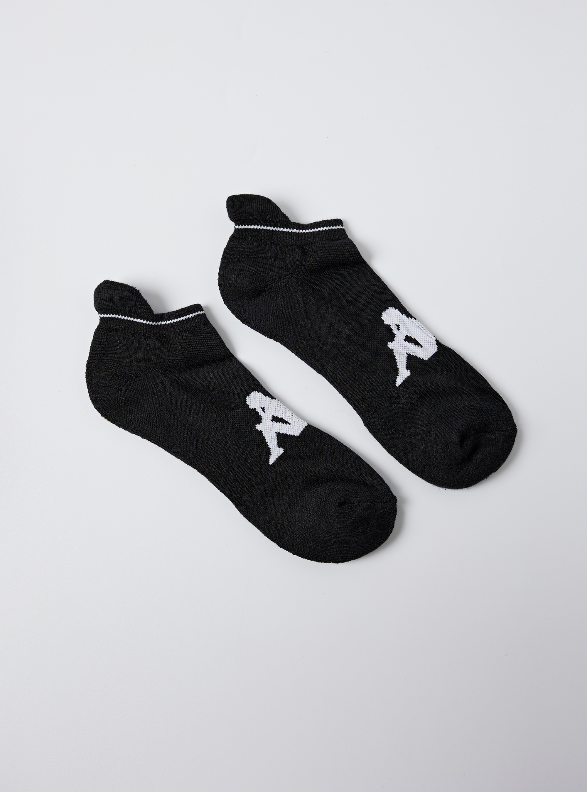 LOGO印花毛巾底運動踝襪 (黑)