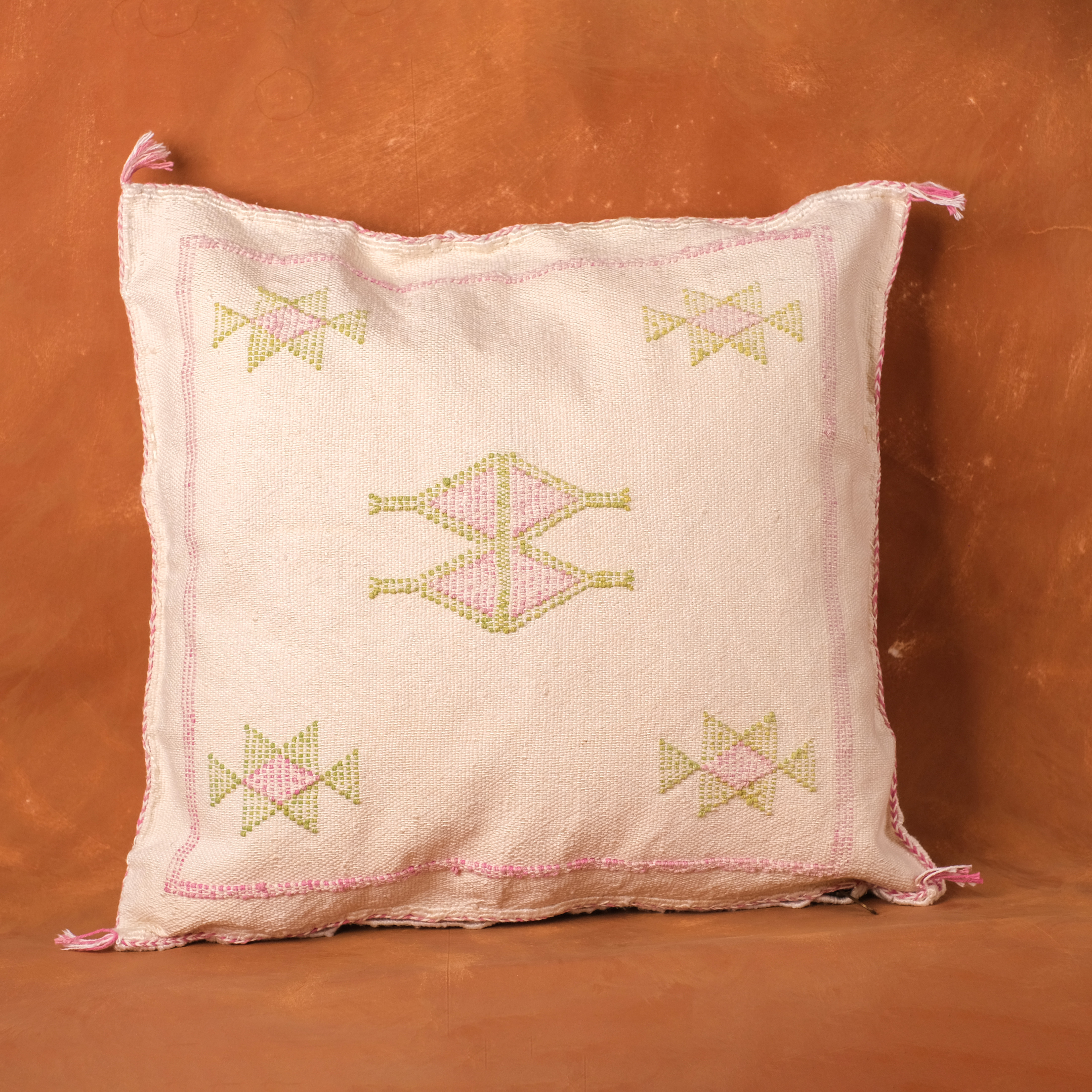 仙人掌手織抱枕套｜煙白｜摩洛哥