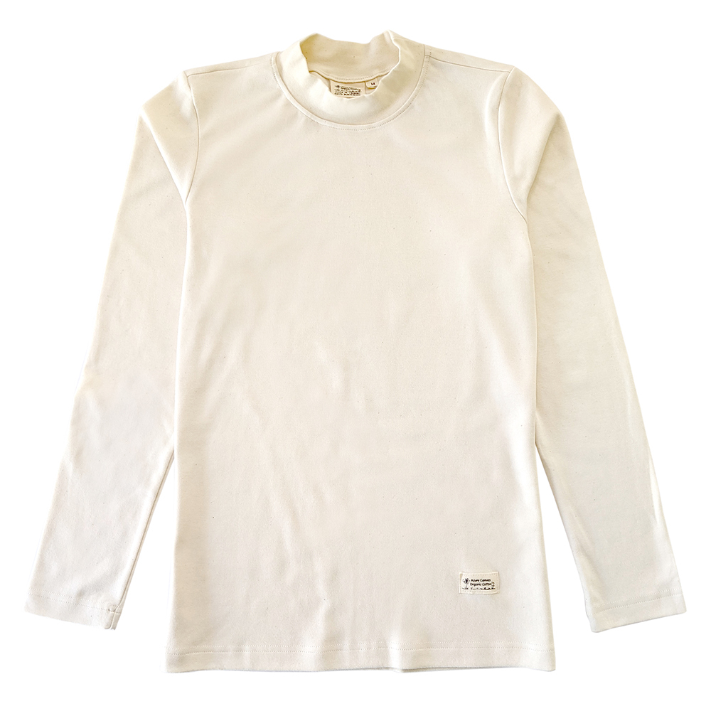 有機棉成人柔適半高領長袖上衣-原米 | 藍天畫布有機棉