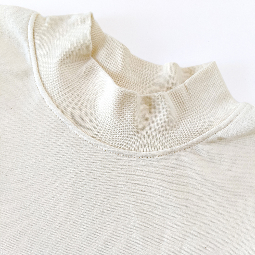 有機棉成人柔適半高領長袖上衣-原米 | 藍天畫布有機棉