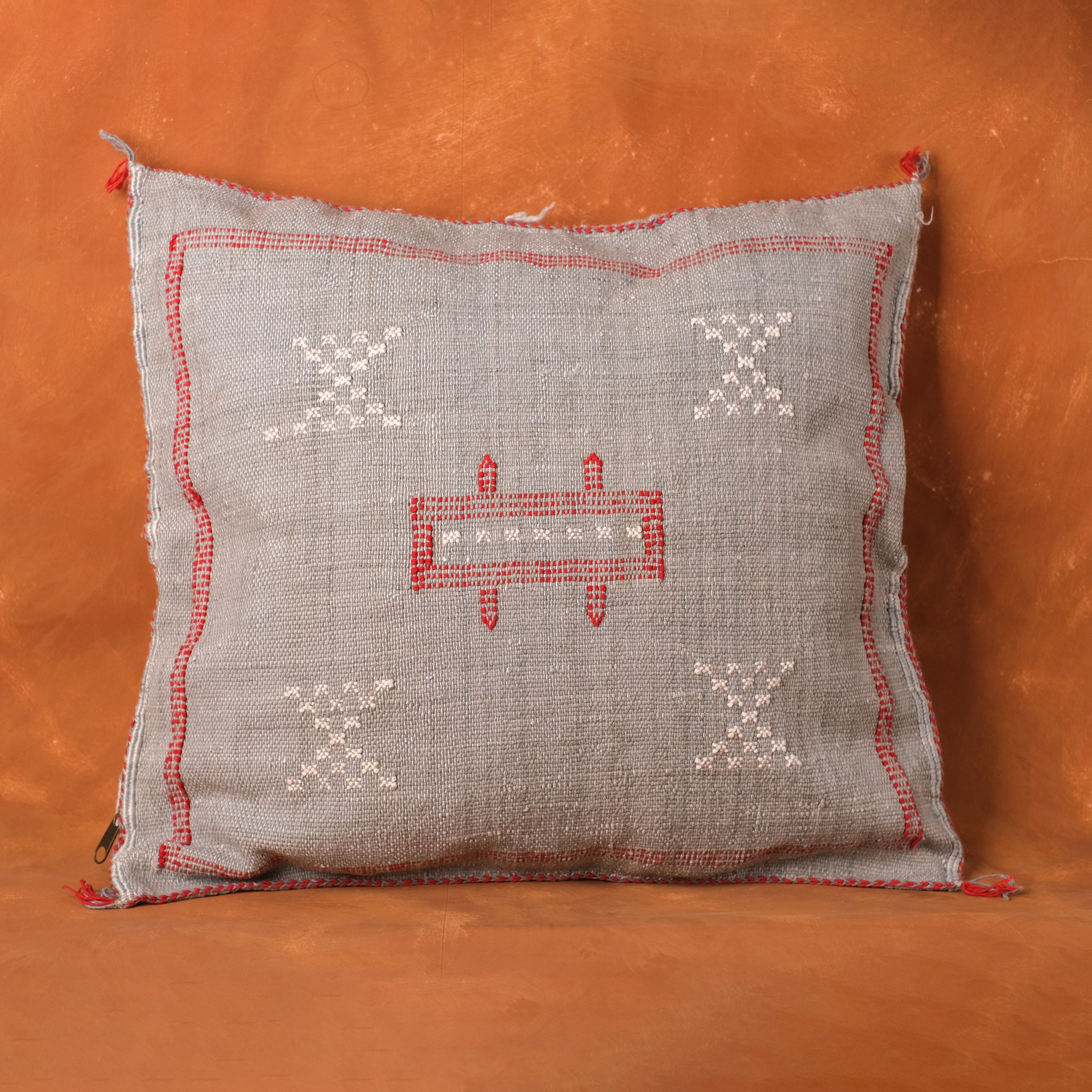 仙人掌手織抱枕套｜銀灰｜摩洛哥