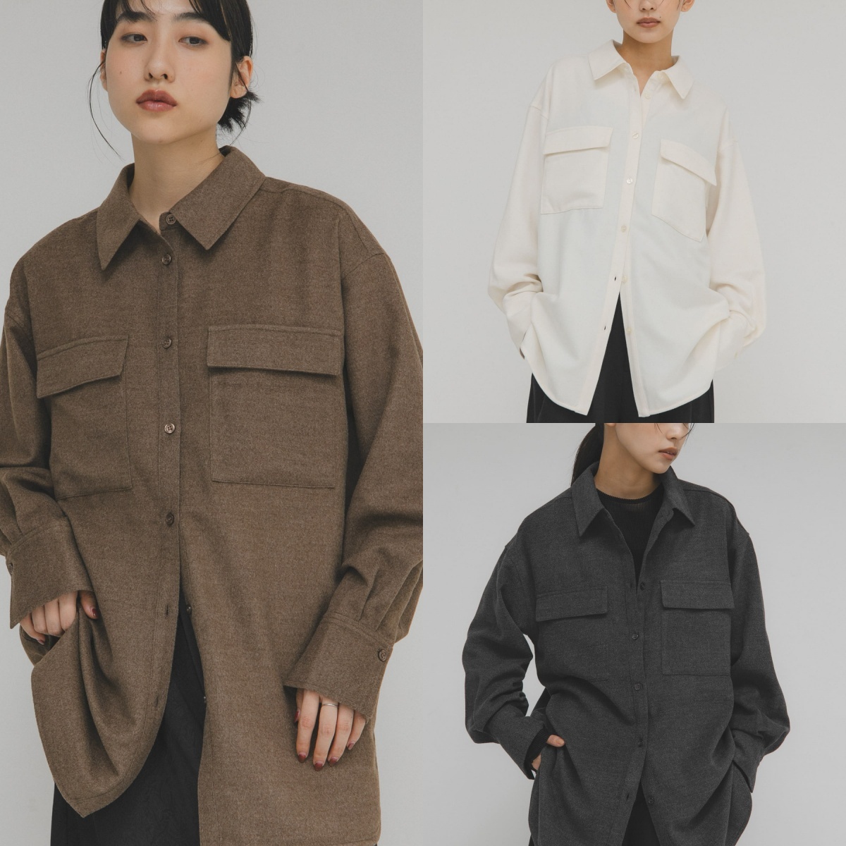 先行特價預購┃日本 KBF 羊毛混紡寬鬆長袖襯衫