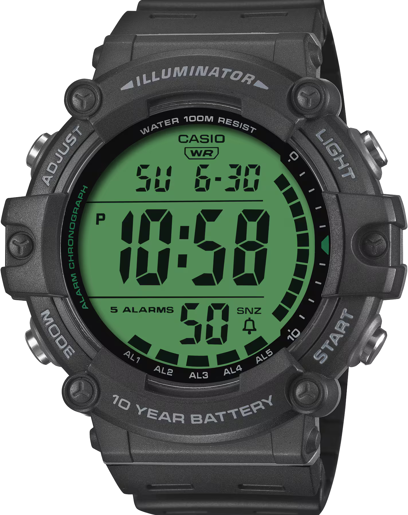 萬年鐘錶 - 卡西歐  CASIO  大錶徑數位顯示電子錶 AE-1500WHC-1A 錶徑 51.3MM