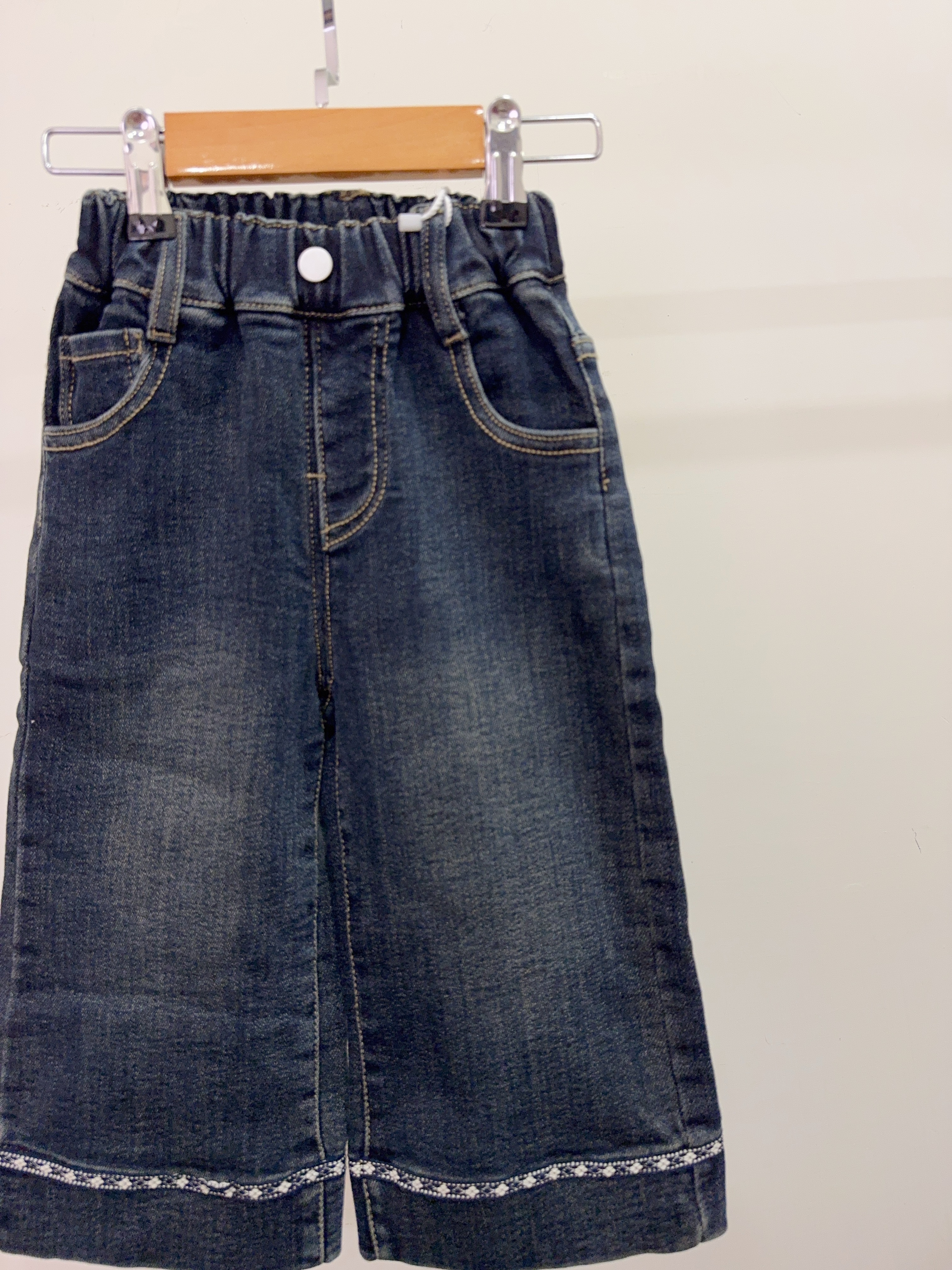 68606褲腳花圈牛仔褲