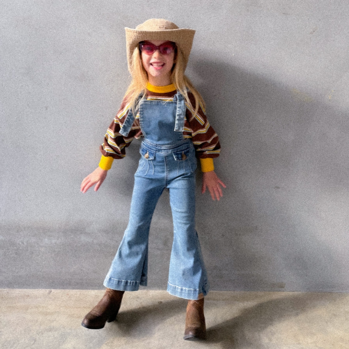 TWIN COLLECTIVE KIDS 長腿吊帶連身喇叭褲 Farrah Flare Overall - Sunray Blue