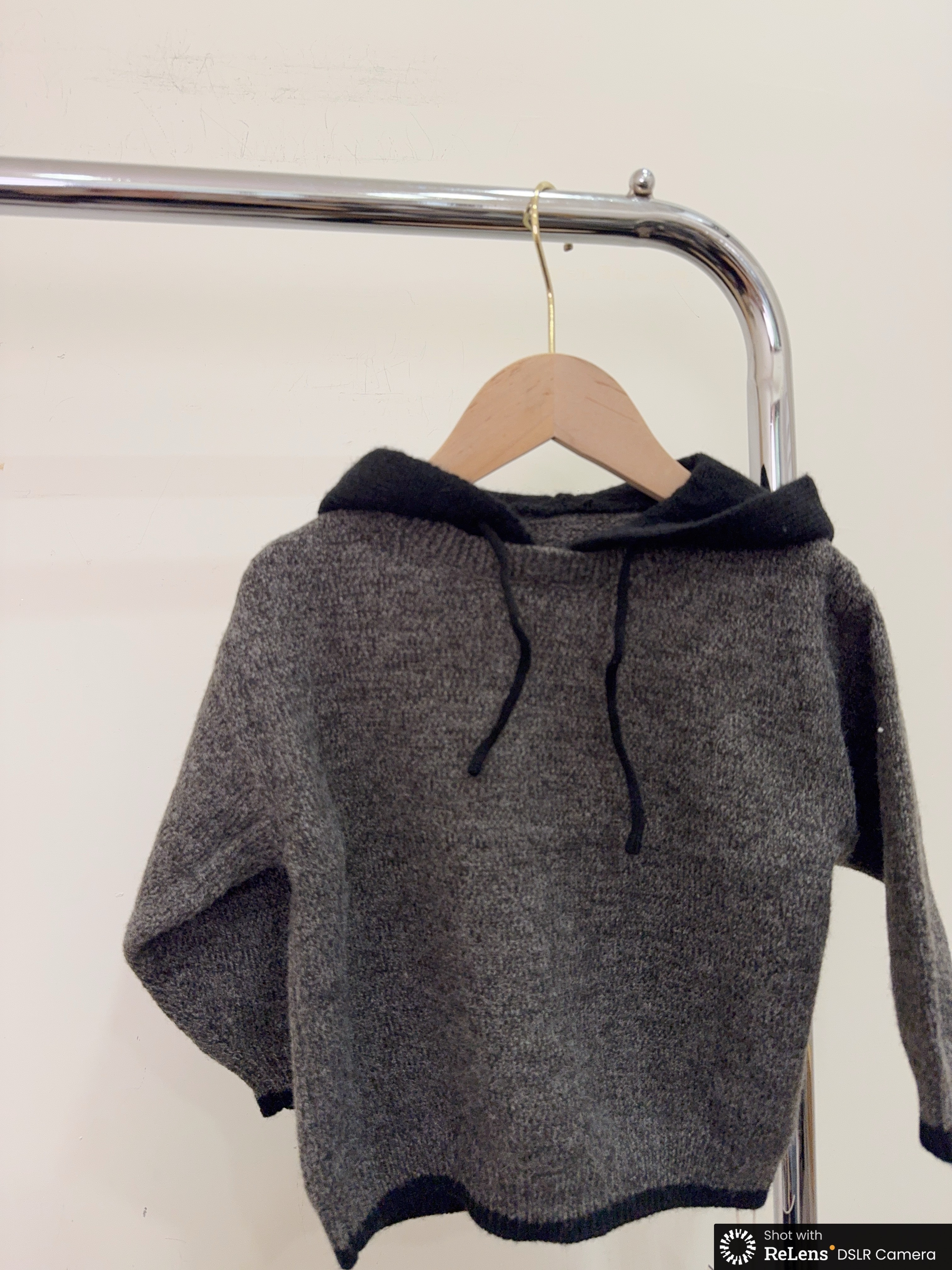 Y07570假兩件連帽針織毛衣