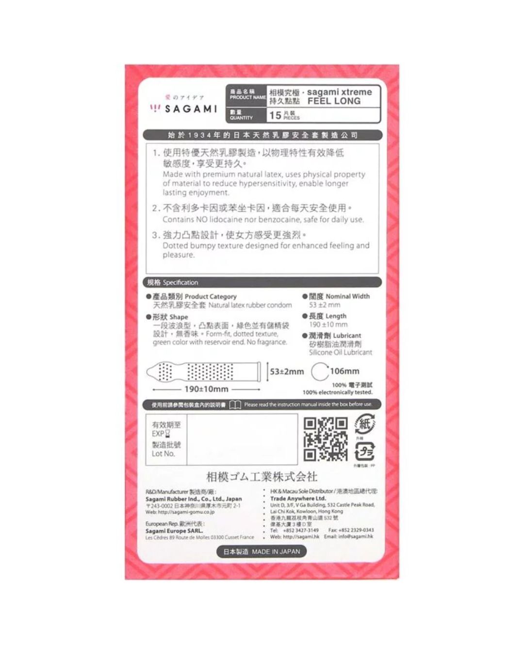 [高用量套裝] 相模究極 持久點點 15 片裝 乳膠安全套 x 2盒