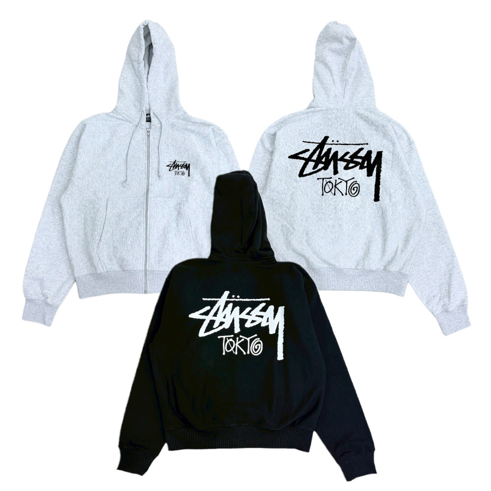 Stussy Stockx Tokyo FW25 ZIP Hood 外套 黑/淺灰 25F3973987