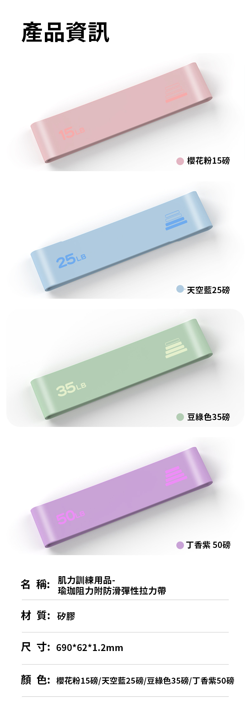 肌力訓練用品-瑜珈阻力附防滑彈性拉力帶 RL7505