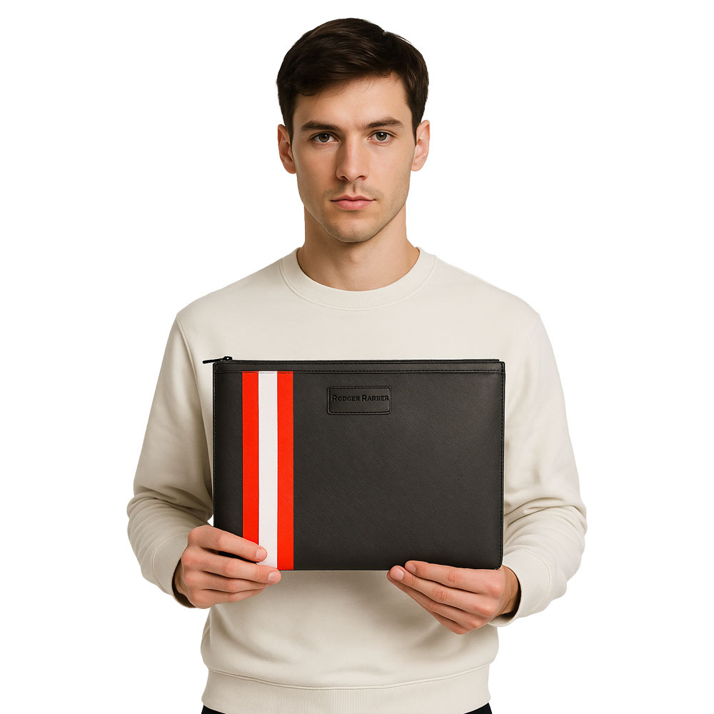 【Rodger Parker 羅杰帕克】RGP-C002黑印 刷拚紅白 手拿包-