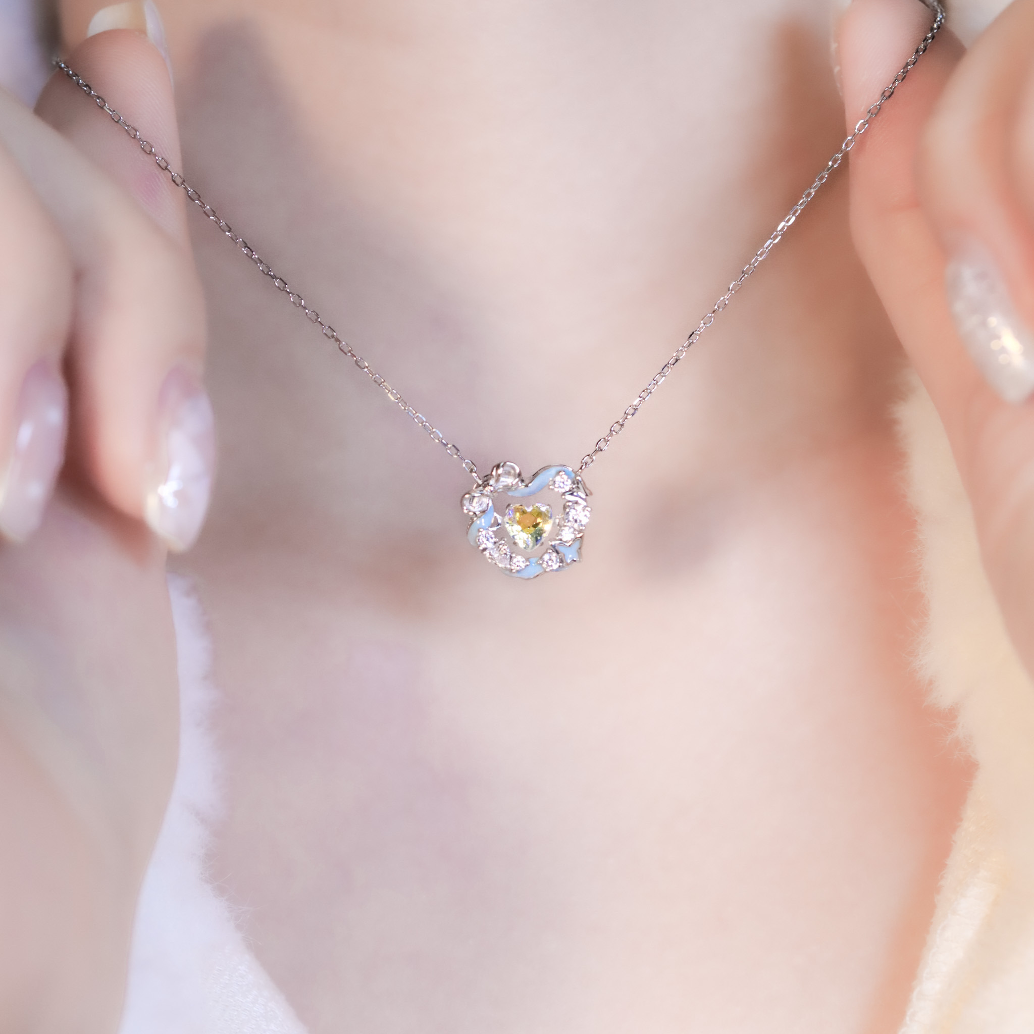 | 925純銀・厚鍍白金 | 懸浮因為愛你項鍊 | NE1536 |