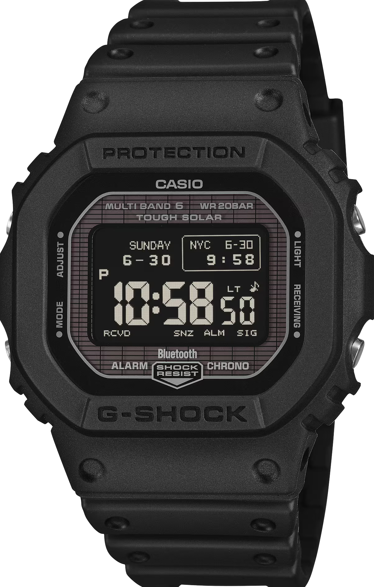 萬年鐘錶 - G-SHOCK  進化版經典磚紋太陽能藍芽電波方形電子錶 GW-BX5600-1A1 錶徑 : 44.1mm