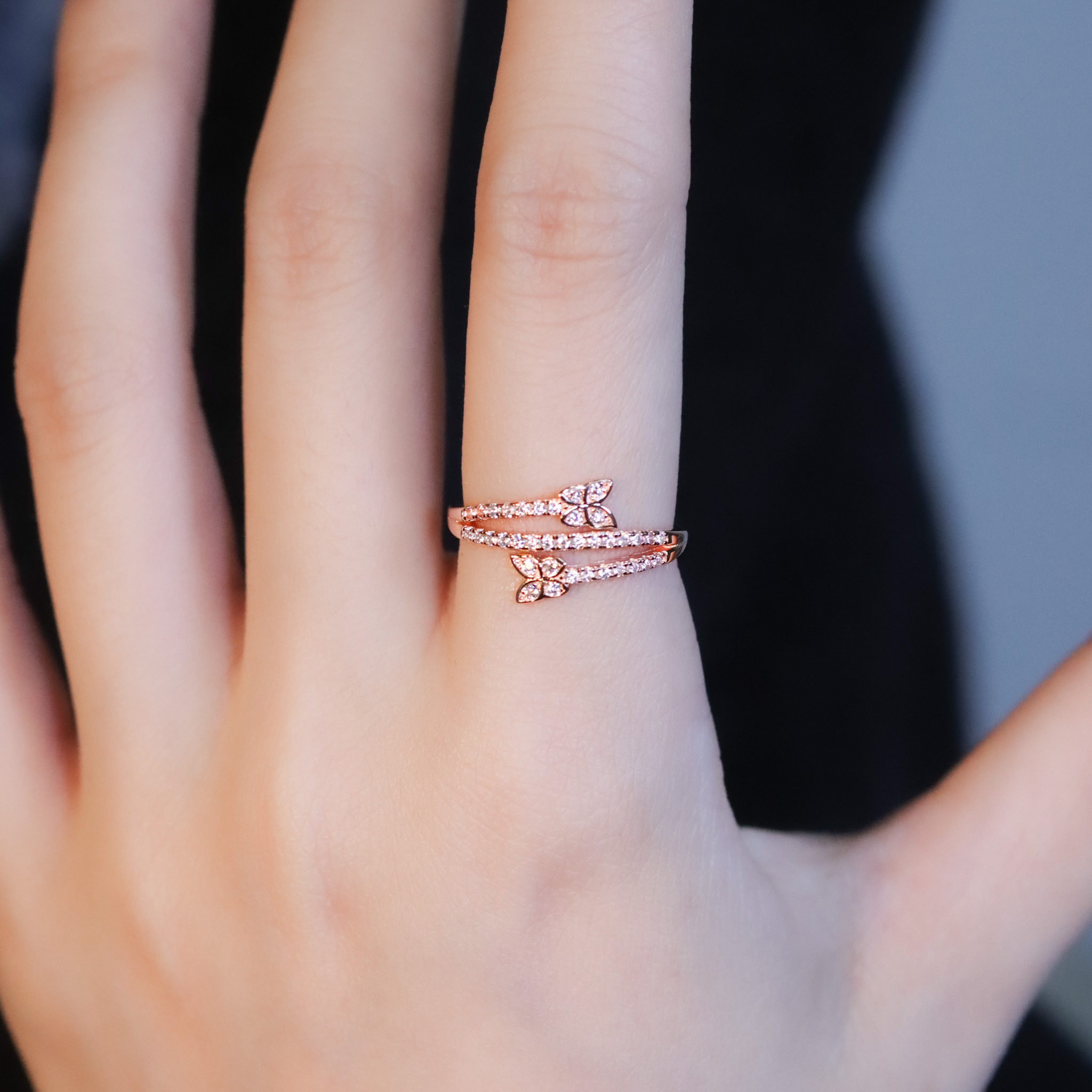 | 925純銀・玫瑰金 | 蝶夢三重奏戒指 | RI0996 |