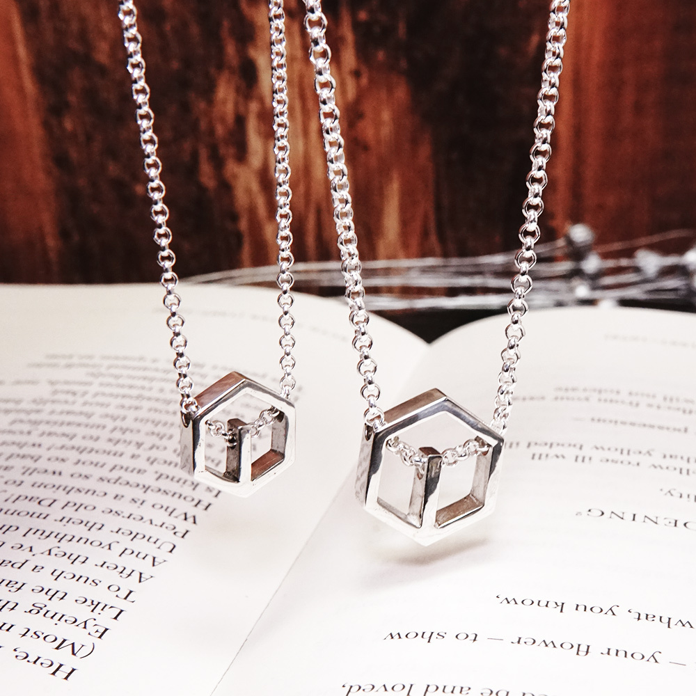 ART64品牌經典六角情侶對鍊 925純銀 情侶項鍊