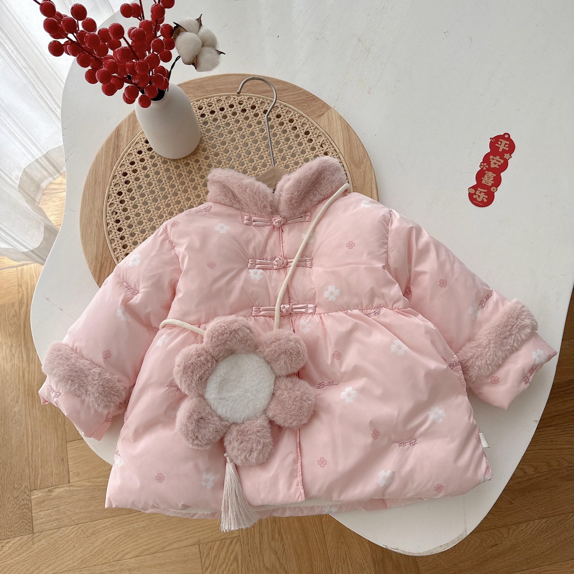 花朵盤扣加絨外套(73-120)