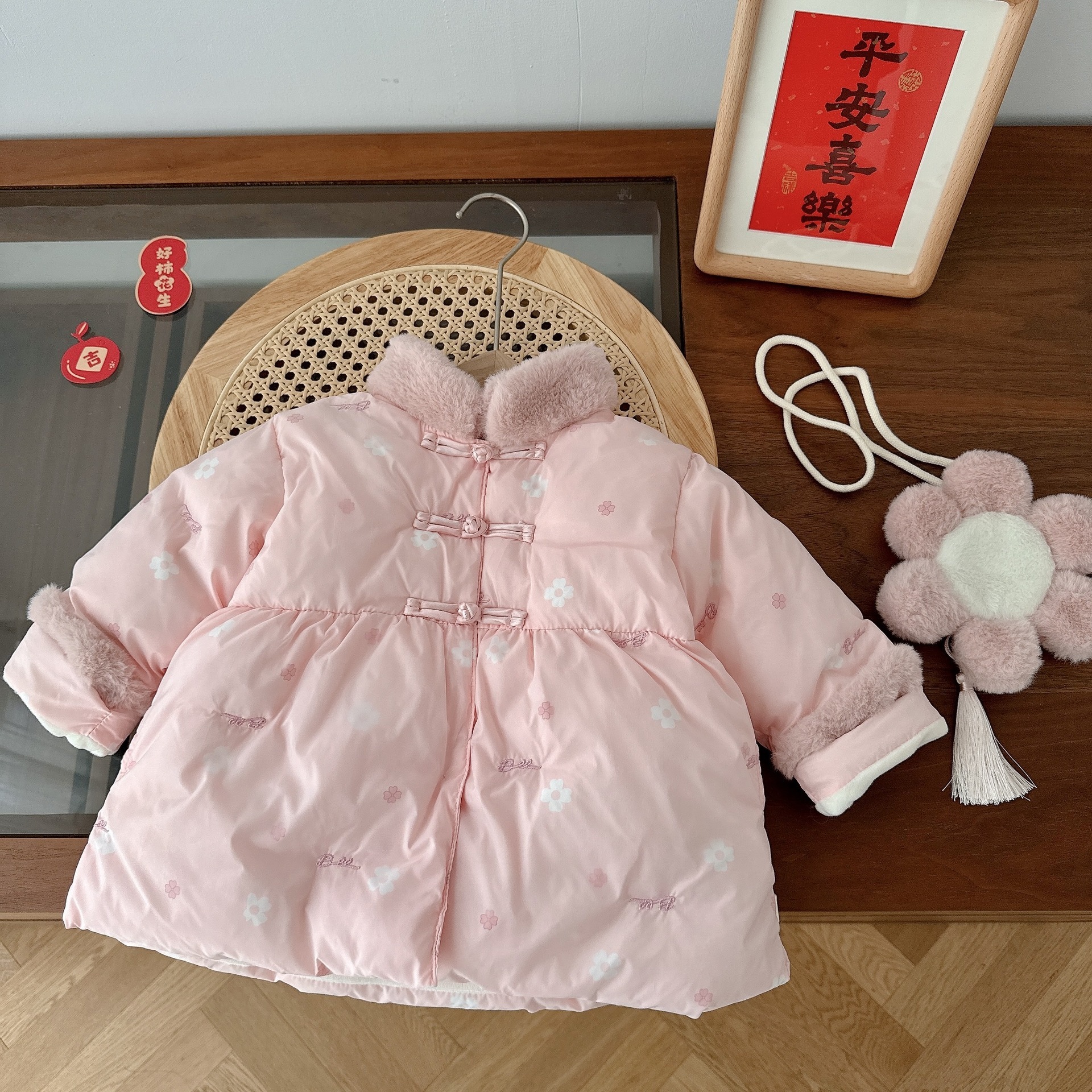 花朵盤扣加絨外套(73-120)