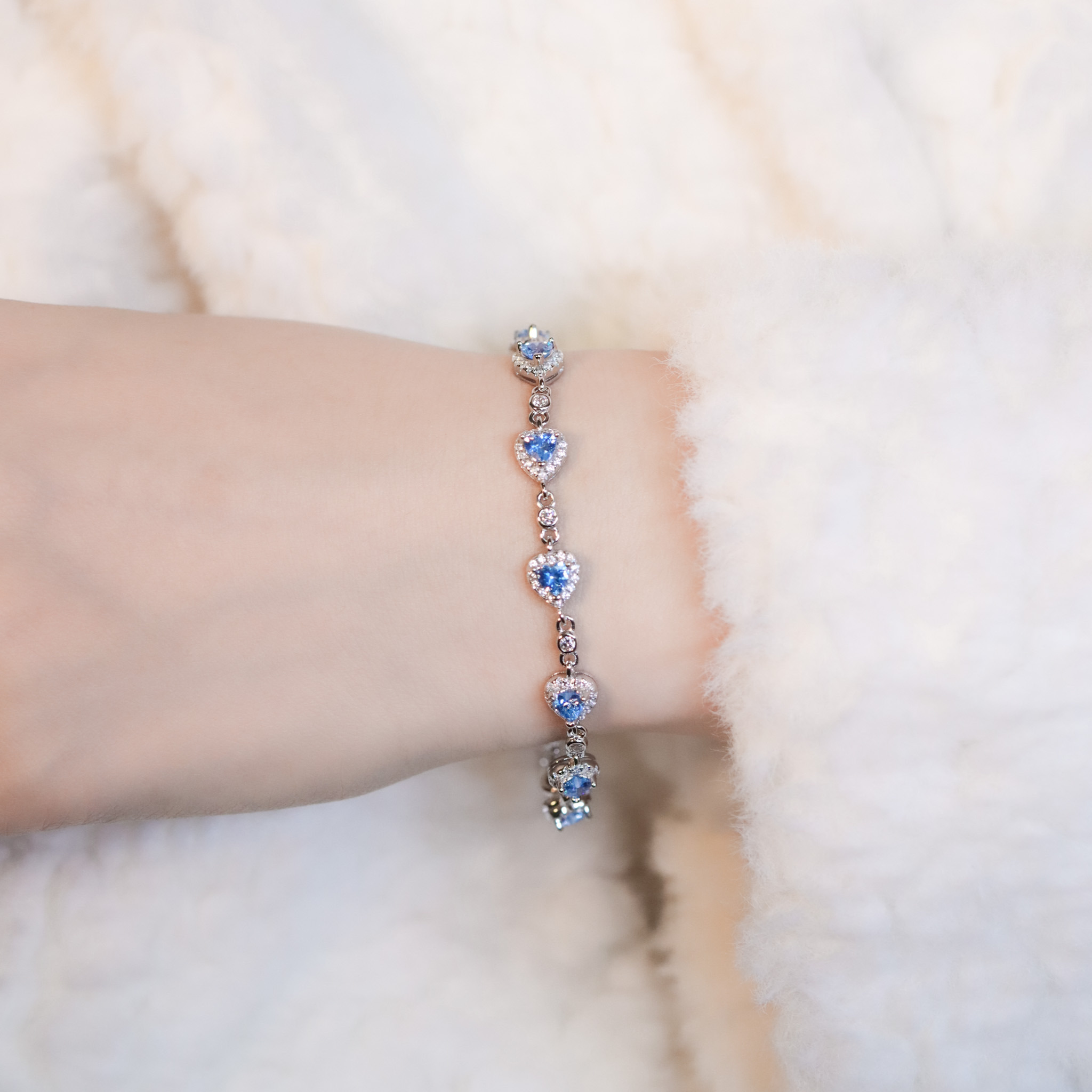 | 925純銀・厚鍍白金 | 漫藍愛意滿滿手鏈 | BR1456 |