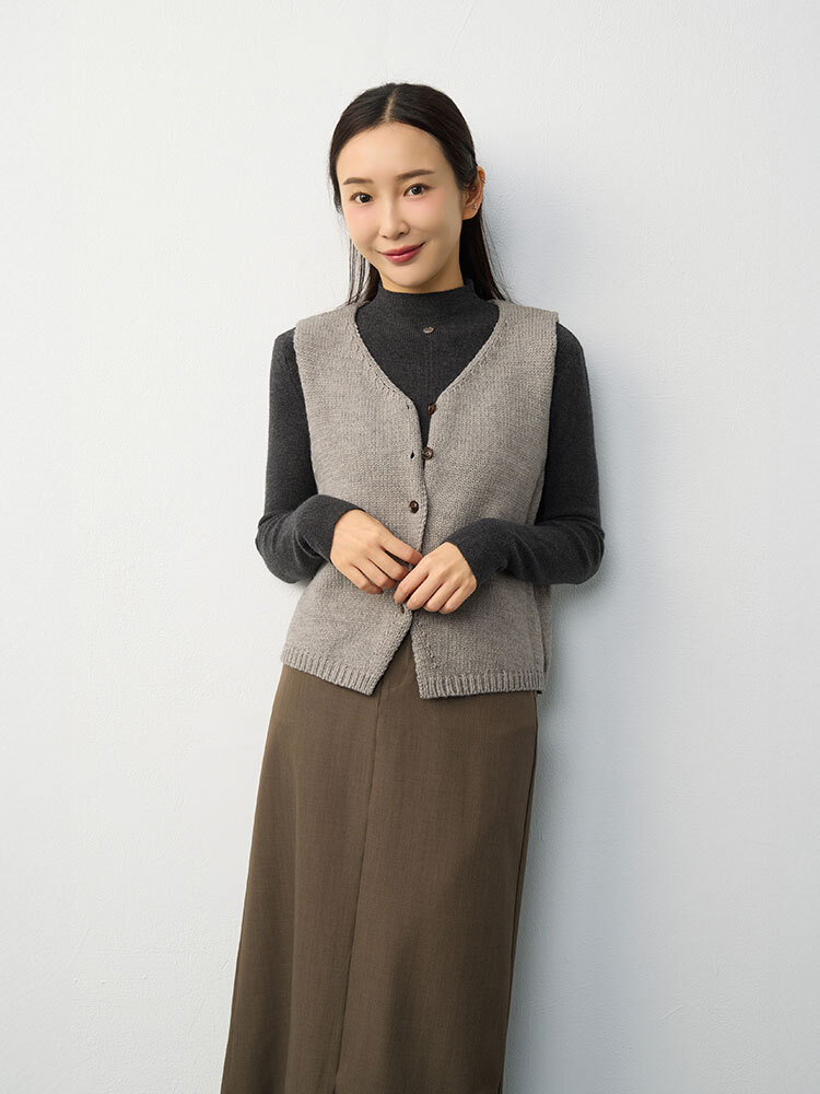 時尚百搭針織背心(8%羊毛)