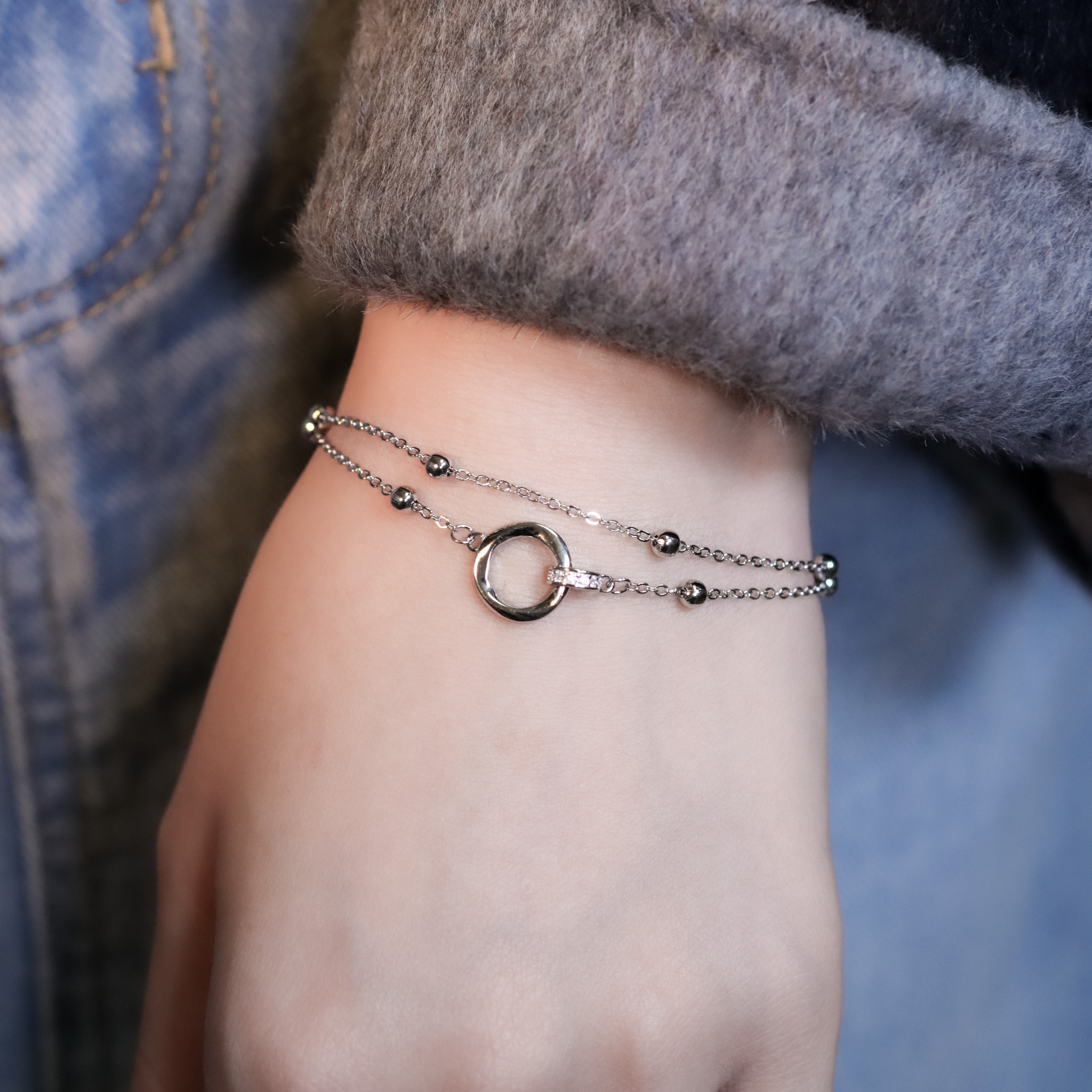 | 925純銀・白金・ 玫瑰金 | 永不分開雙層手鏈(銀/玫瑰金) | BR1437 |