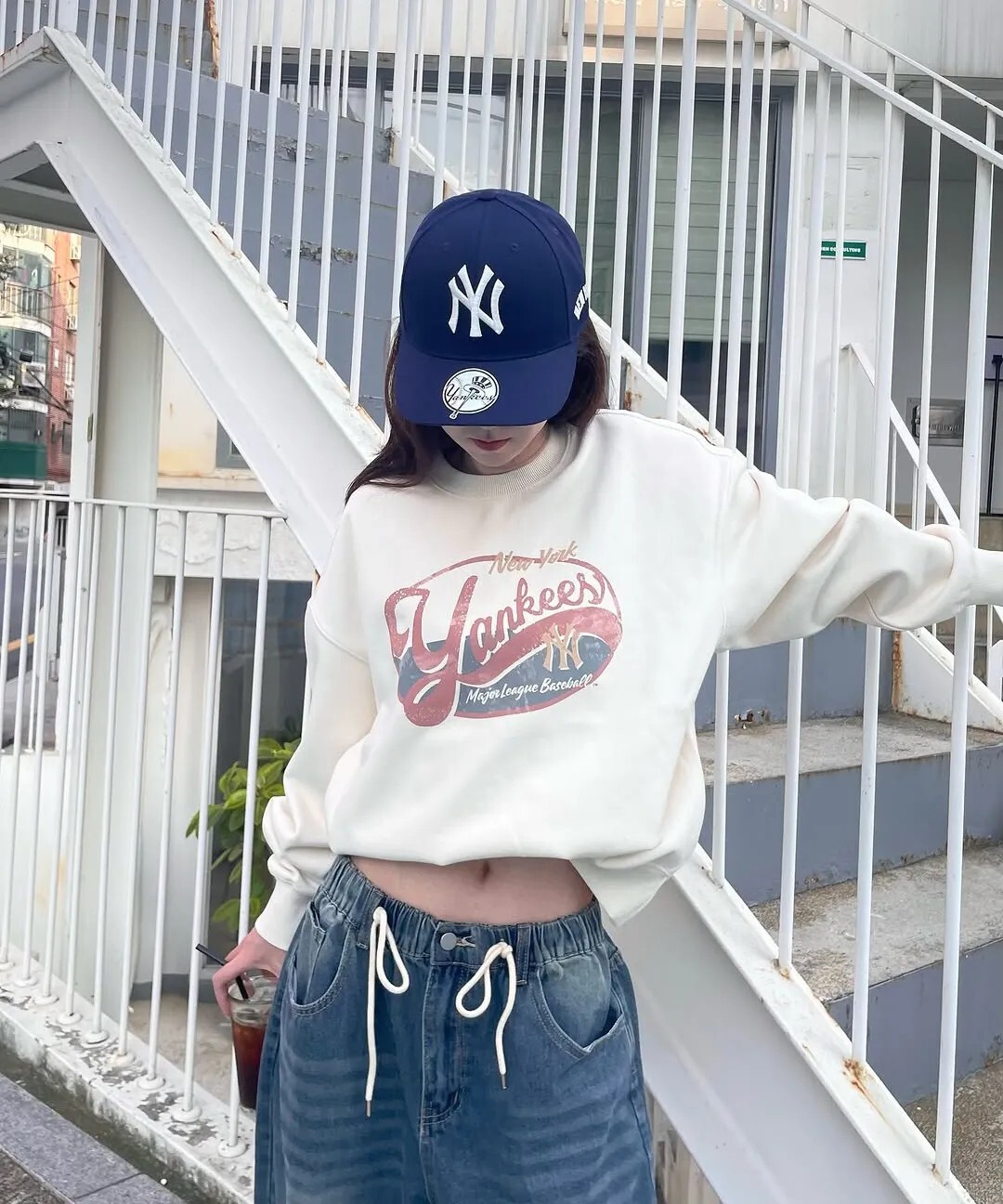 【OWN】MLB Korea 長袖 衛衣 雙層 亞麻 秋冬 大學T 破壞 街頭 Karina 同款 不分男女 紅襪 炭灰 洋基 米白