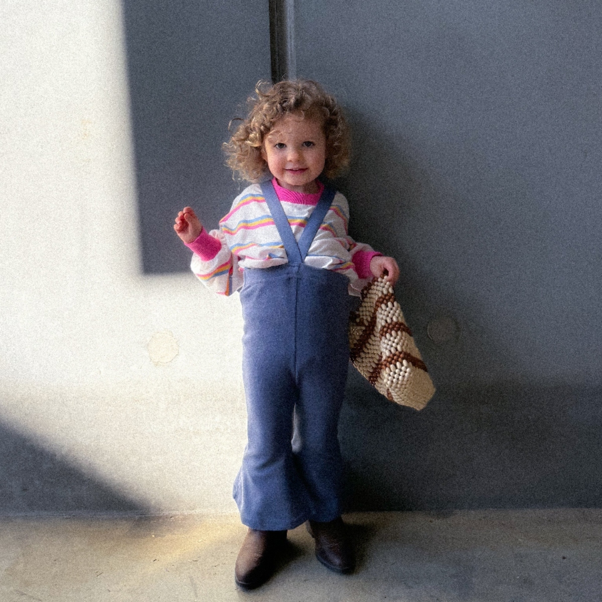 TWIN COLLECTIVE KIDS 高腰彈性吊帶褲 Frankie Flare - Blue Terry