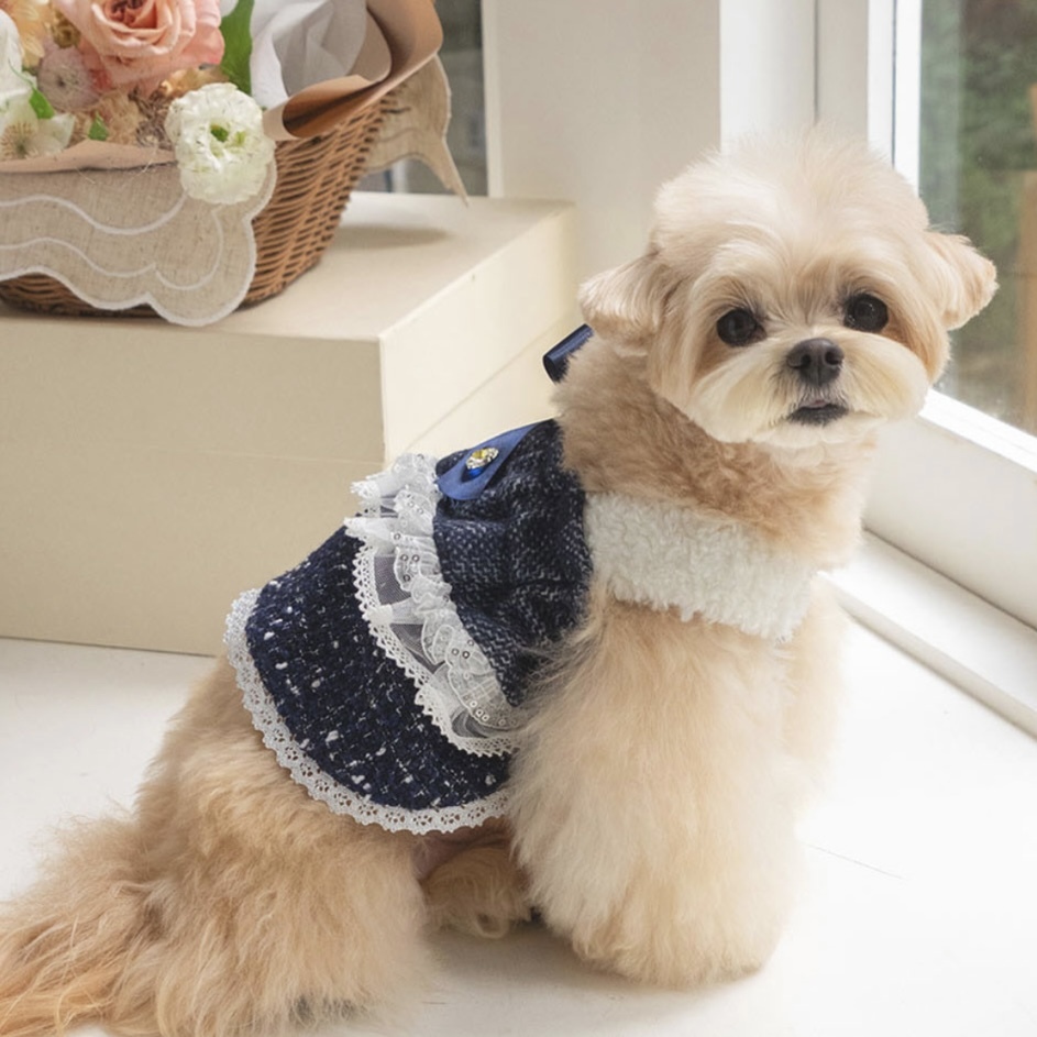 閃耀銀點毛呢洋裝 Holiday Bustier- 寶藍 It’s sunny outside