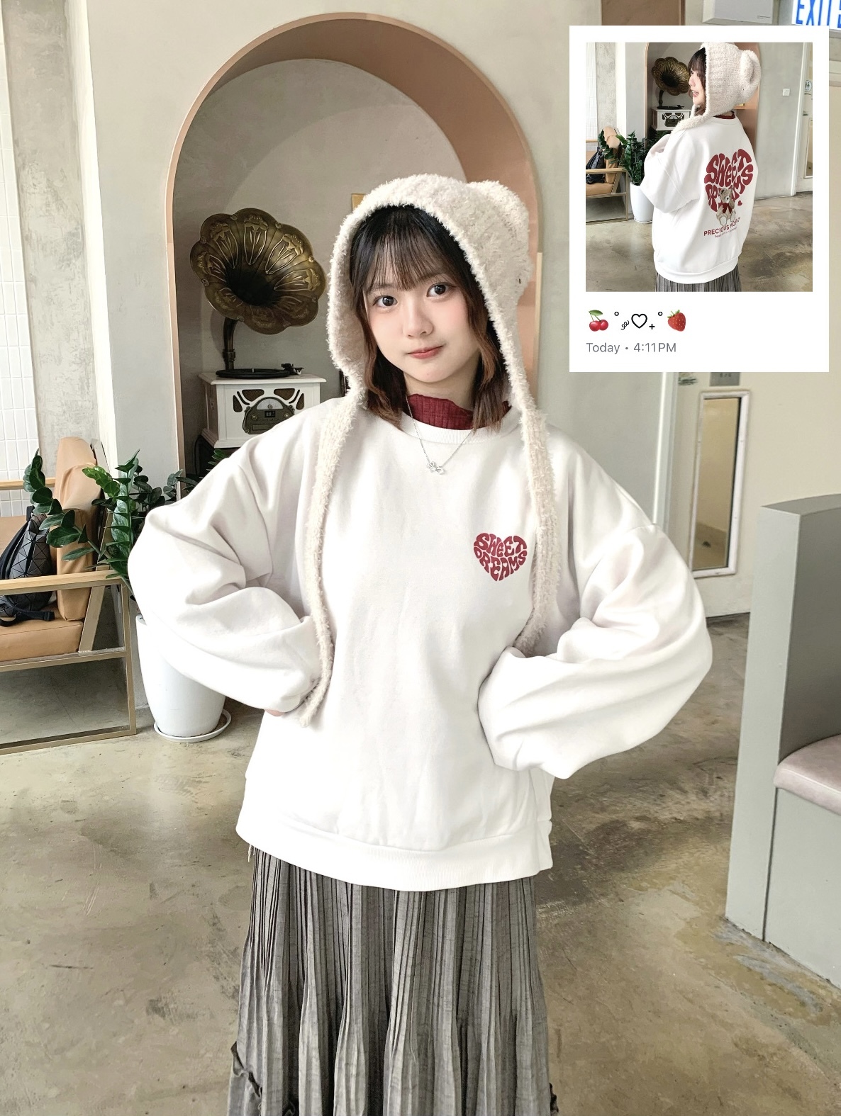 （停產） JP1142｜日本直送！心形SWEET DREAMS小熊刺繡衛衣⋆🧸ིྀ