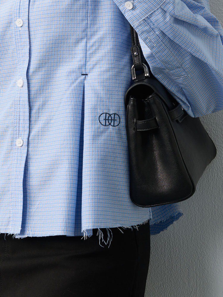 OH!HER Logo刺繡格紋襯衫