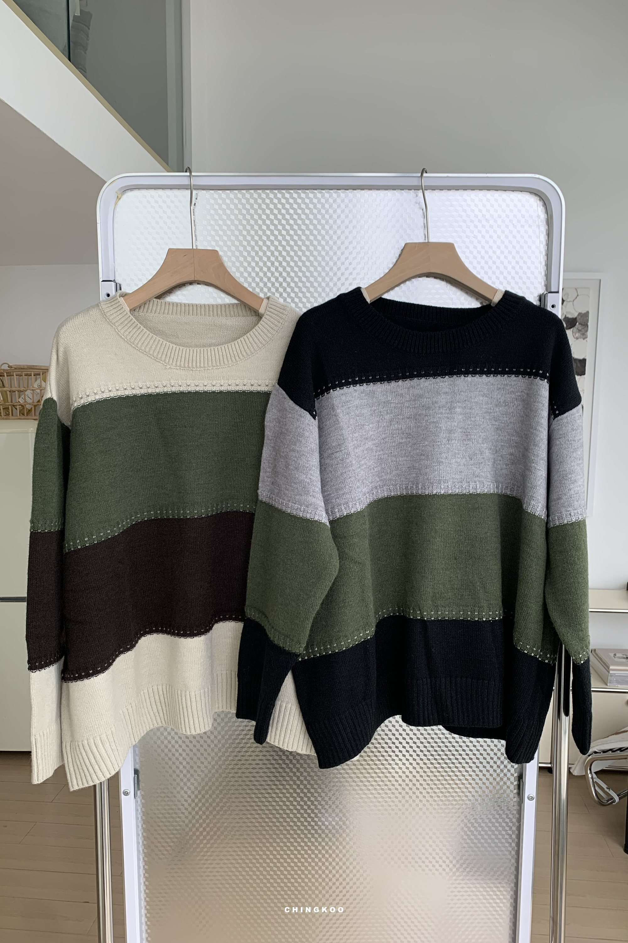 Last Month｜日感大色塊圓領毛衣 2色