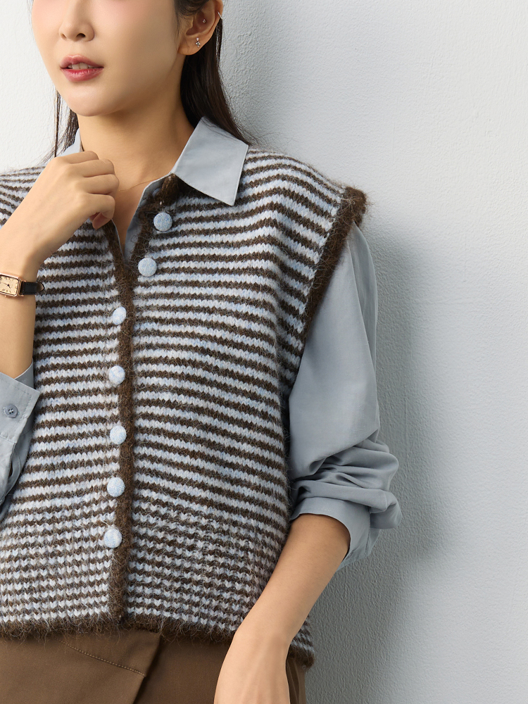 OH!HER 不對稱設計小釦環襯衫(30% 麻、70%天絲）