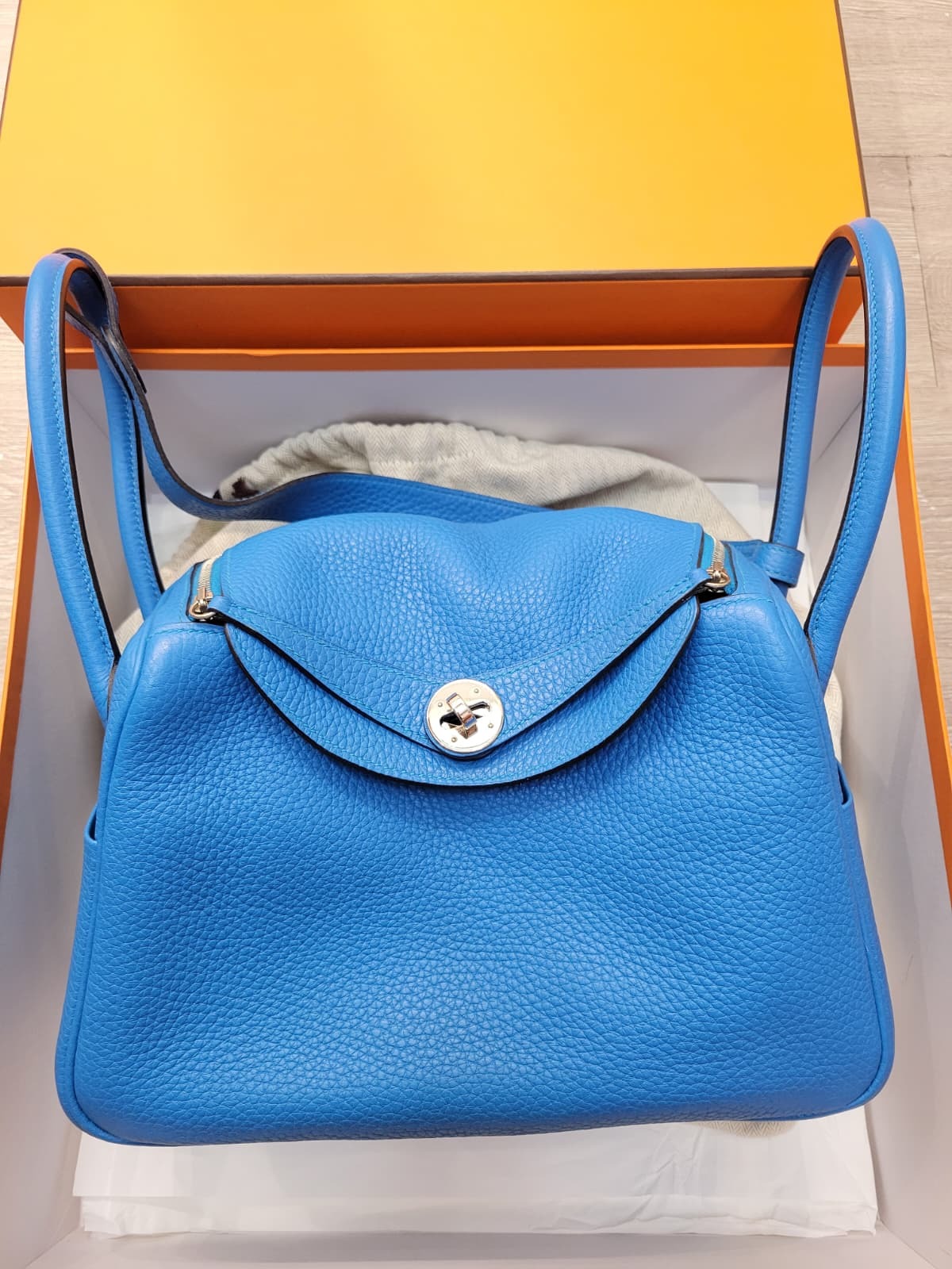 97%NEW HERMES LINDY 26 BLEU ZANZIBAR/MALACHITE CK B3 坦桑尼亞藍/孔雀綠 銀扣