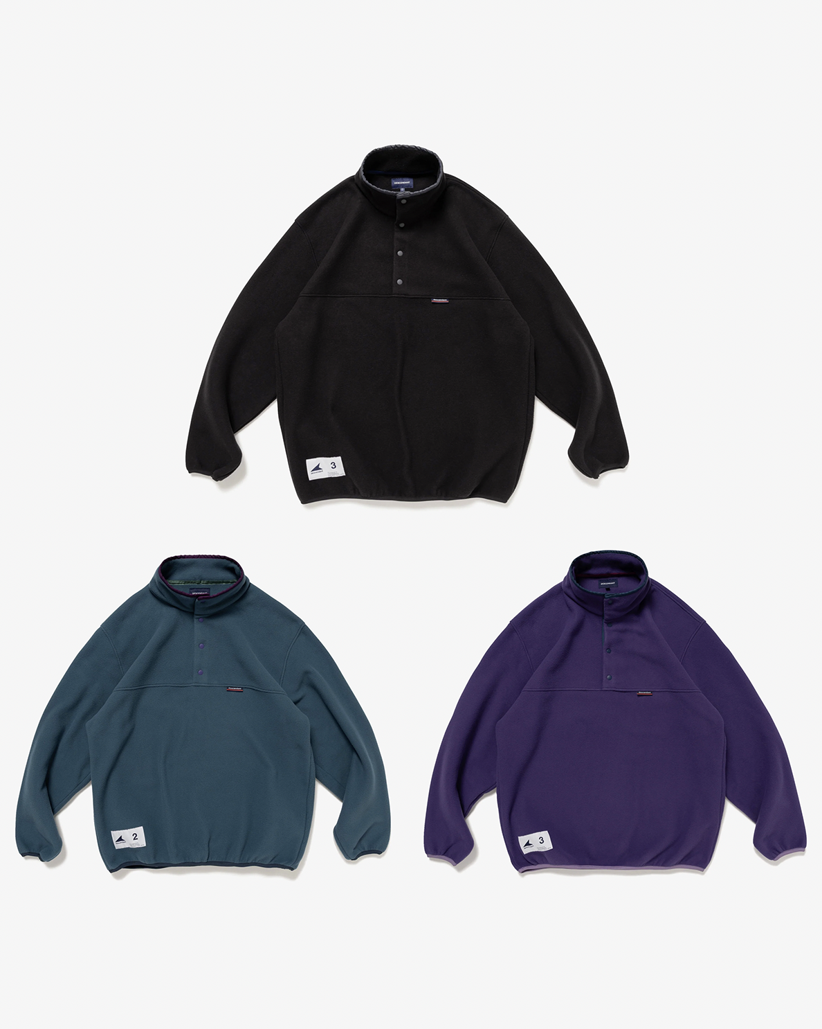 [Instock] DESCENDANT FW25 HUMMING FLEECE PULLOVER | (BLACK / PURPLE / TEAL)