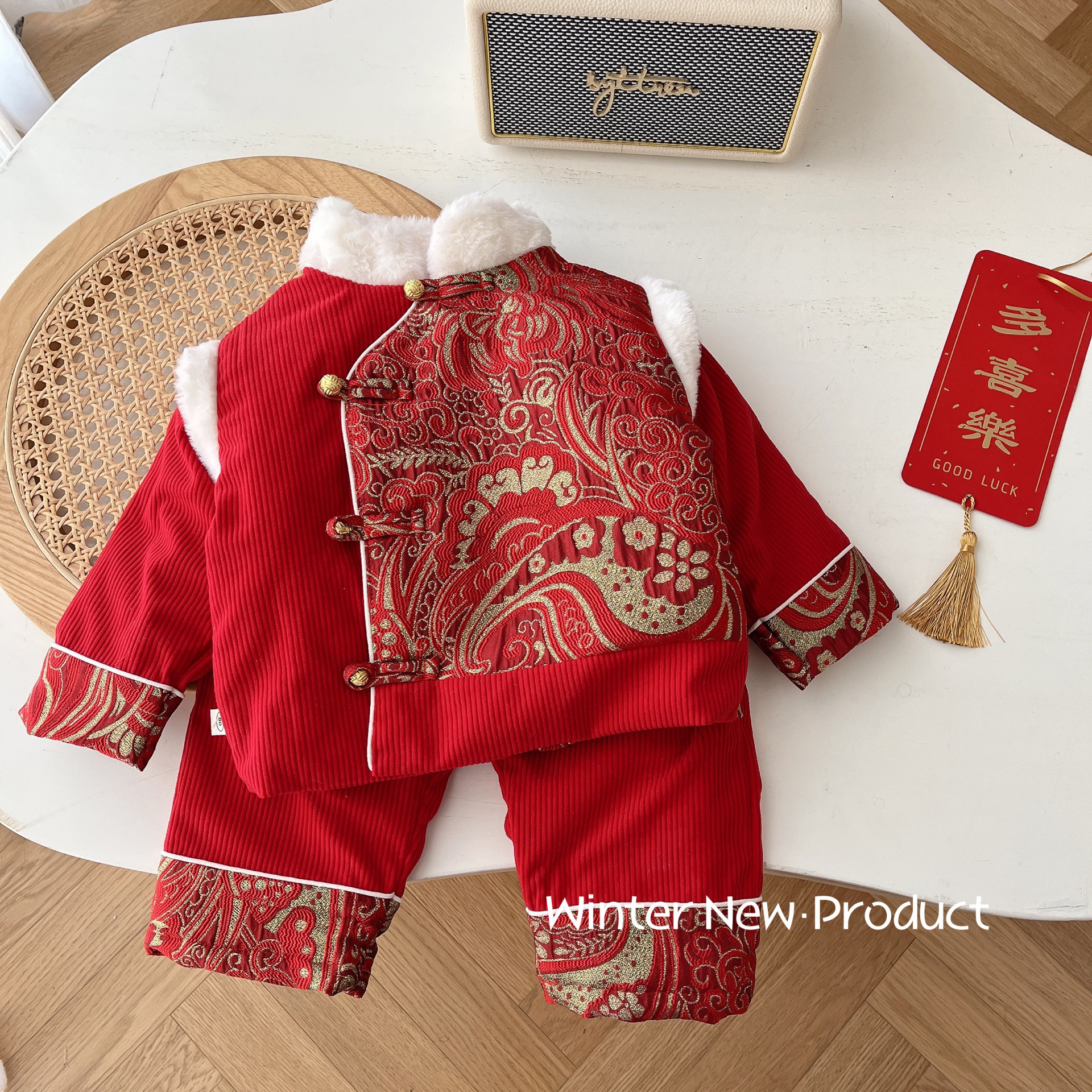 新年錦繡側扣夾棉套裝(80-130)