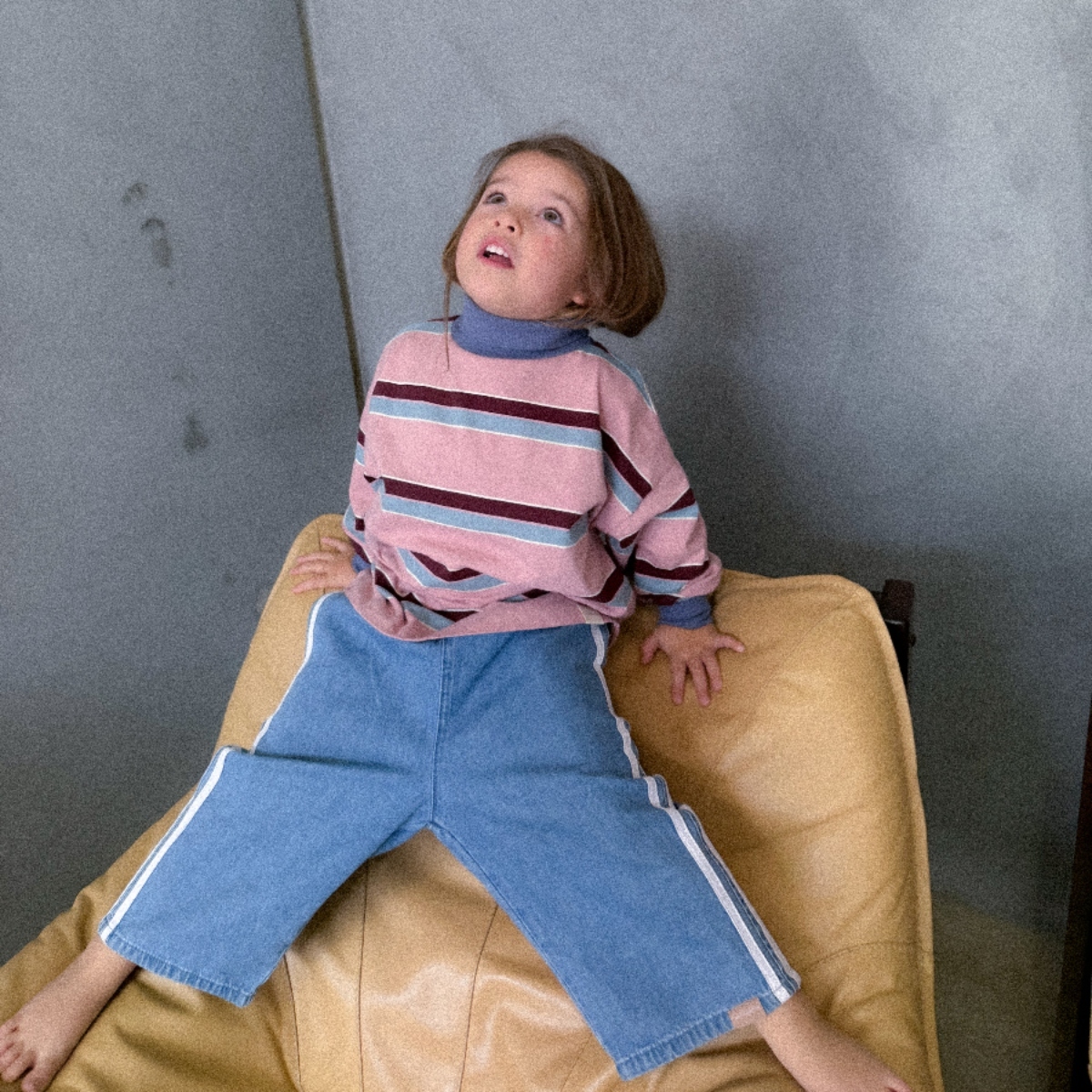 TWIN COLLECTIVE KIDS 撞色條紋高領上衣 Smith St Skivvy - Pink Stripe