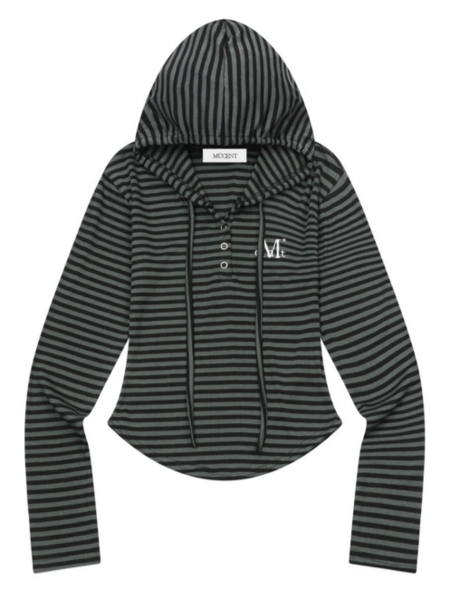 <雙12專屬> MUCENT ASTON 條紋修身連帽上衣