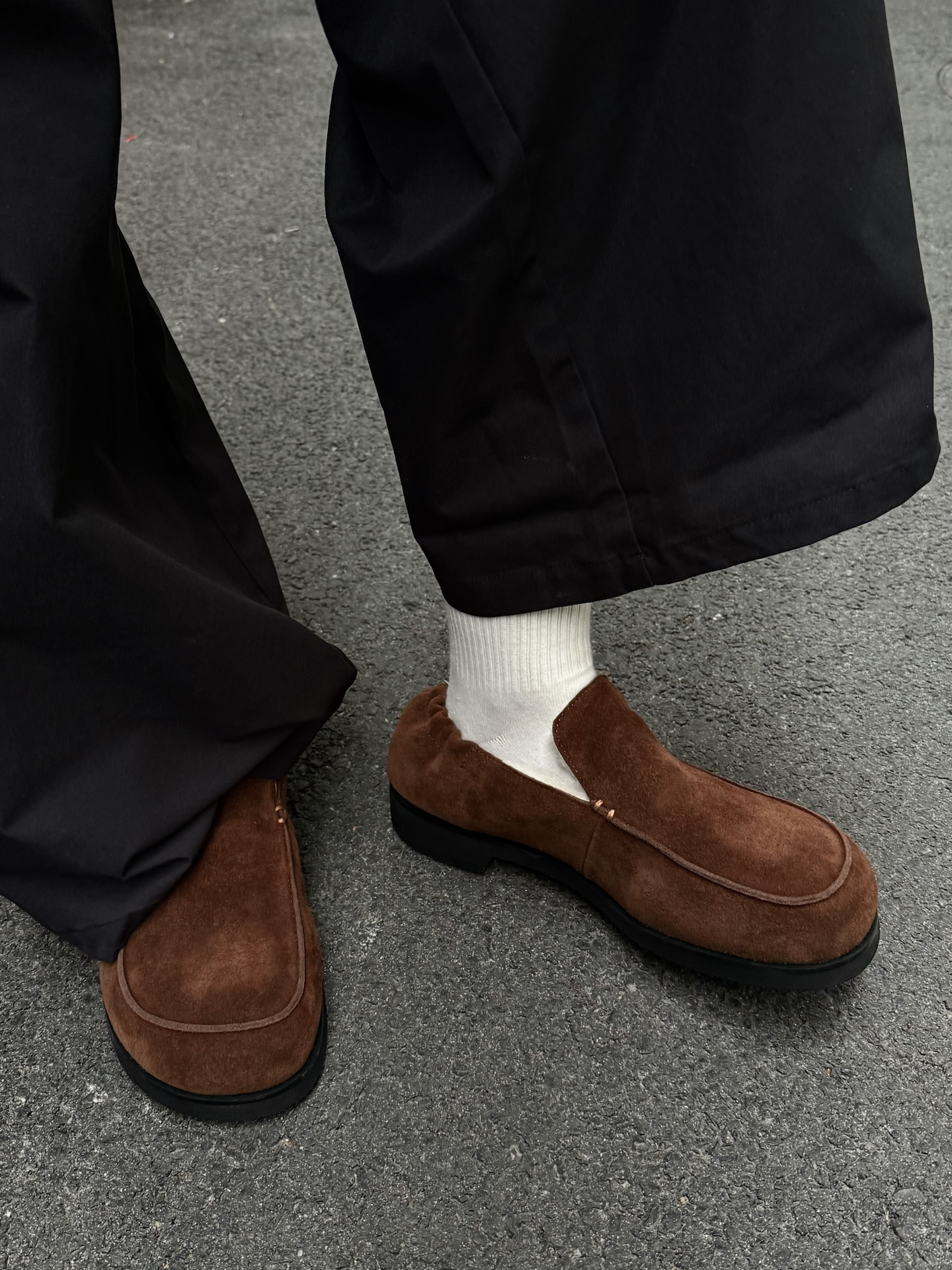 代購-TERRA INCOGNITA 牛反絨羊皮革 半圓頭 羊毛加絨 簡約 皮鞋 樂福鞋 男女同款