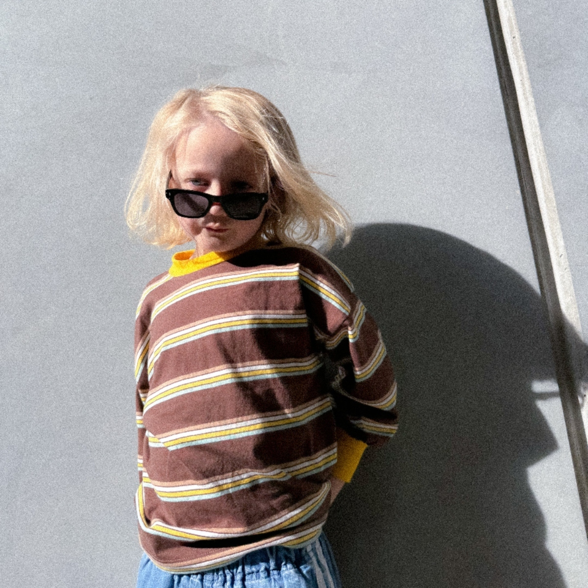 TWIN COLLECTIVE KIDS 圓領撞色條紋上衣 Brunswick Long Sleeve Ringer Tee - Brown Stripe