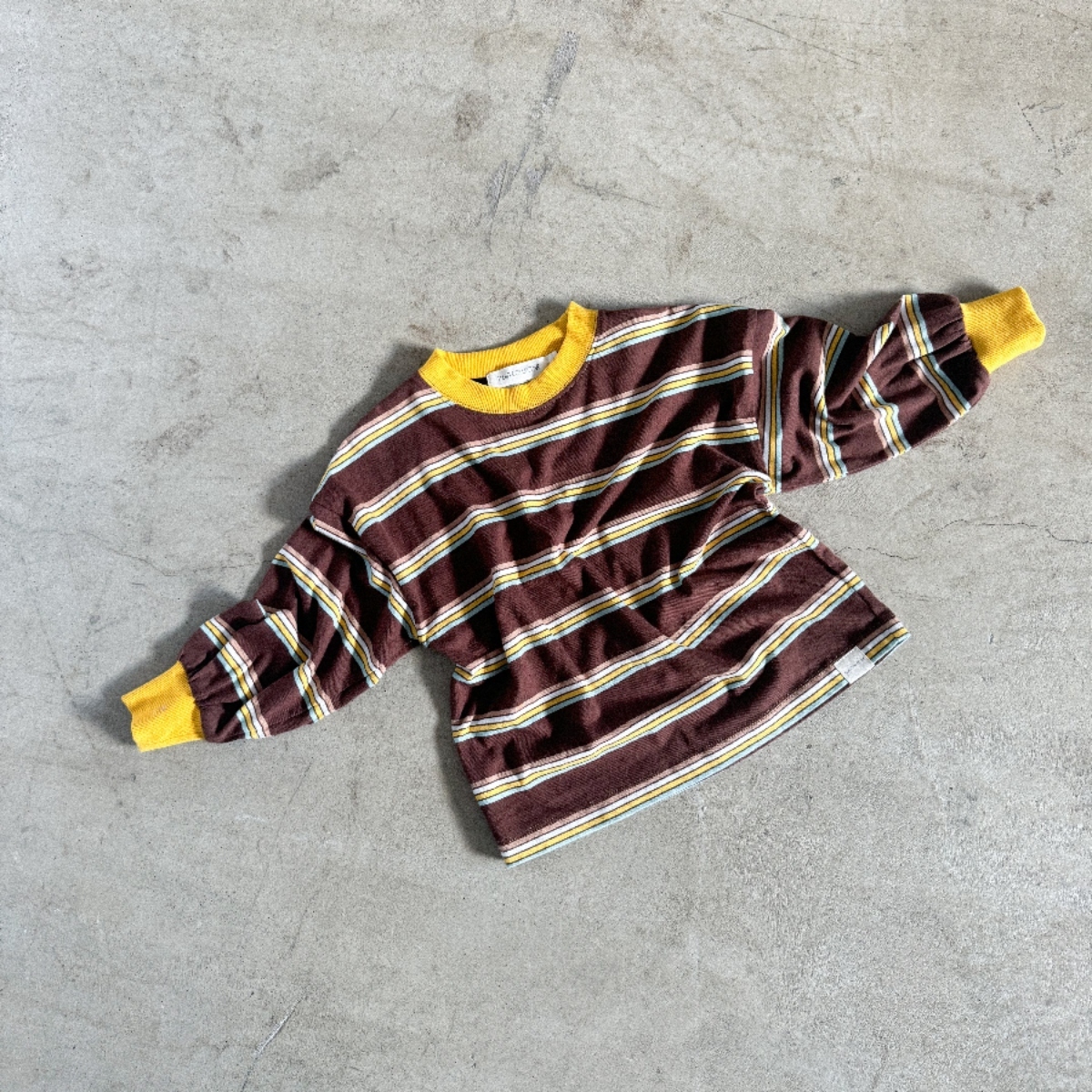 TWIN COLLECTIVE KIDS 圓領撞色條紋上衣 Brunswick Long Sleeve Ringer Tee - Brown Stripe