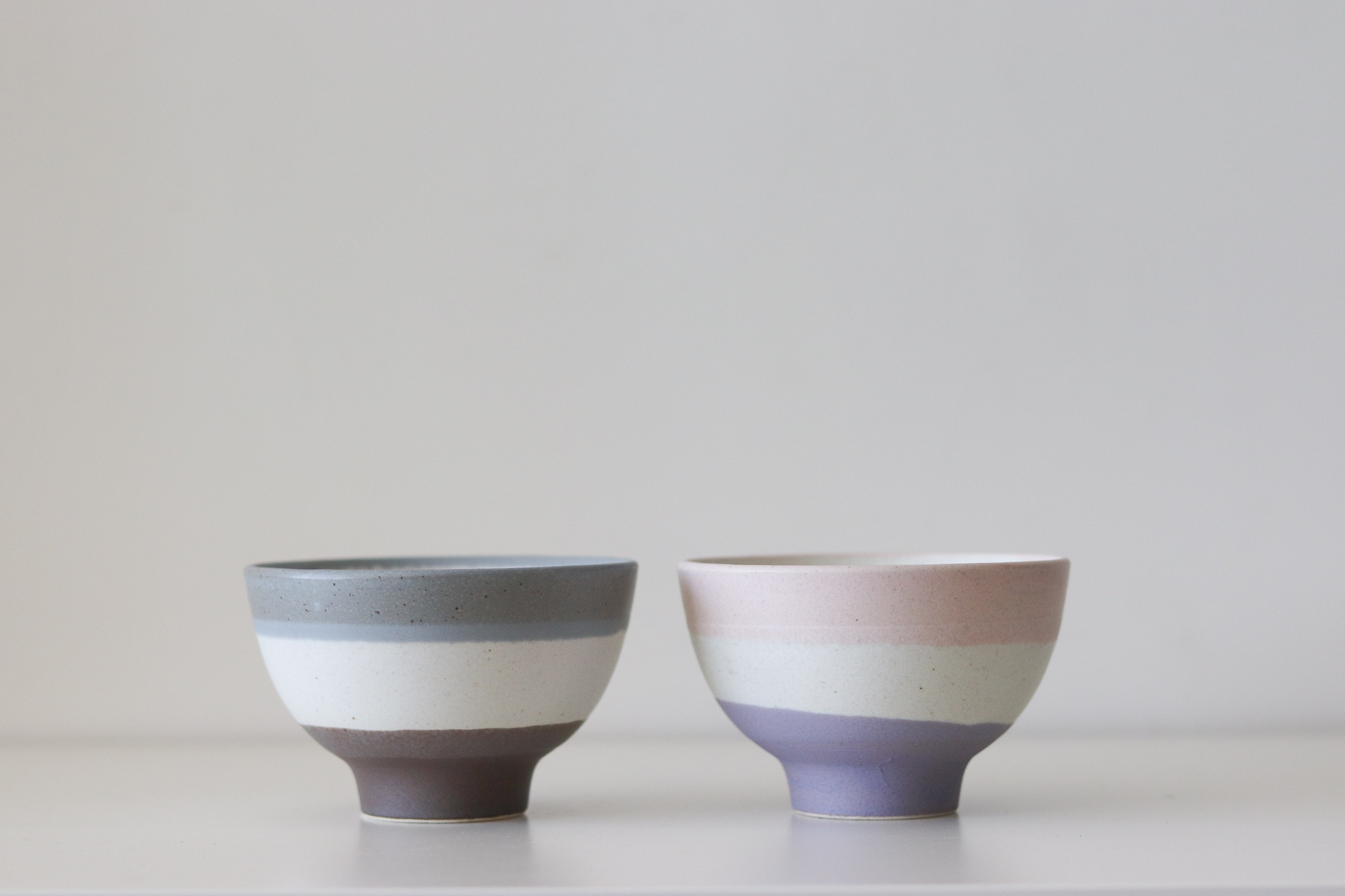 日本 美濃燒 伸光窯puro-tre 拼色橫條紋 飯碗