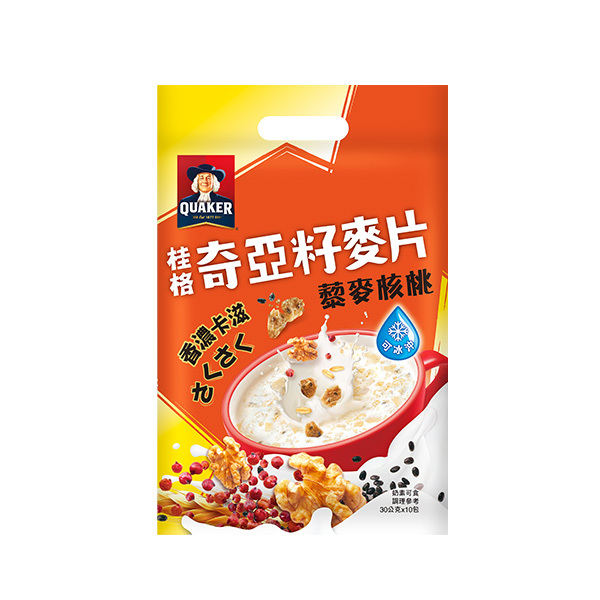 桂格 奇亞籽麥片藜麥核桃袋裝30gX10包[滿2件+1元多1件活動商品，請勿直接購買]