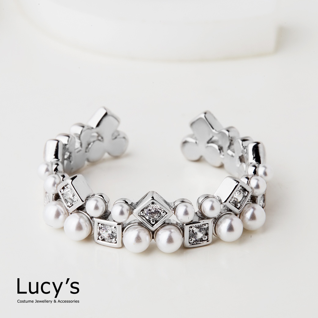 幾何珠光 開口戒 (二色) (125622/125623)